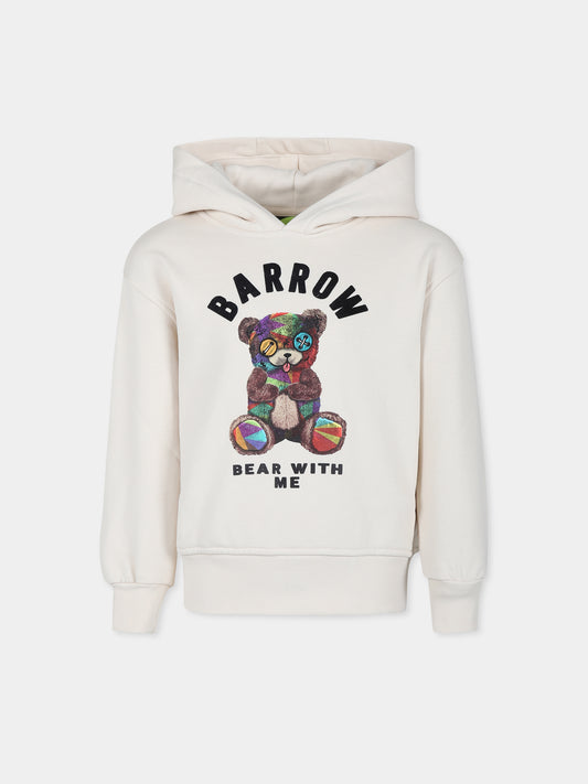 Felpa avorio per bambini con stampa orso,Barrow,F4BKJUHS059 013