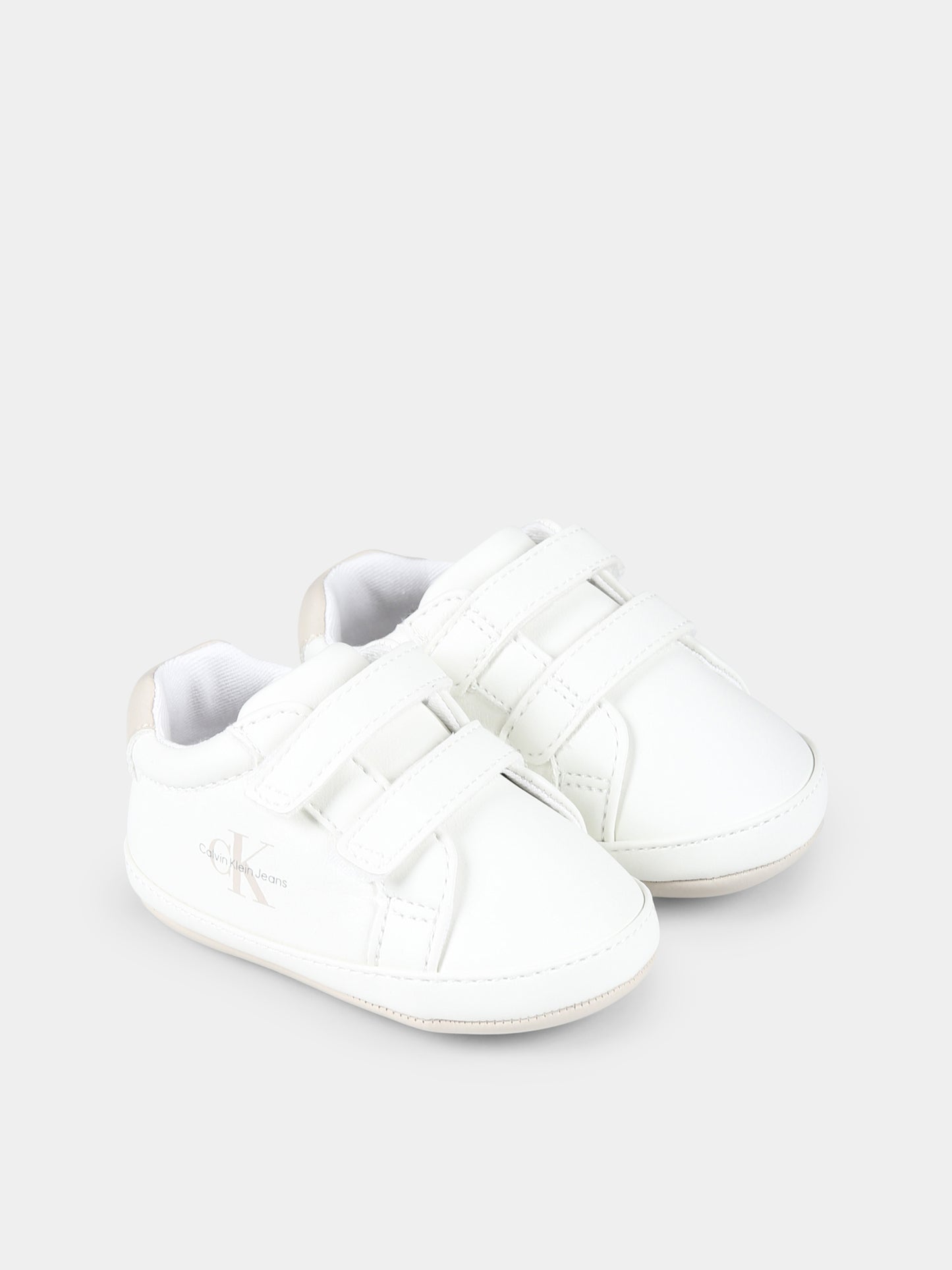 Sneakers avorio per neonata con logo,Calvin Klein Kids,V0A9 80970 1433X511