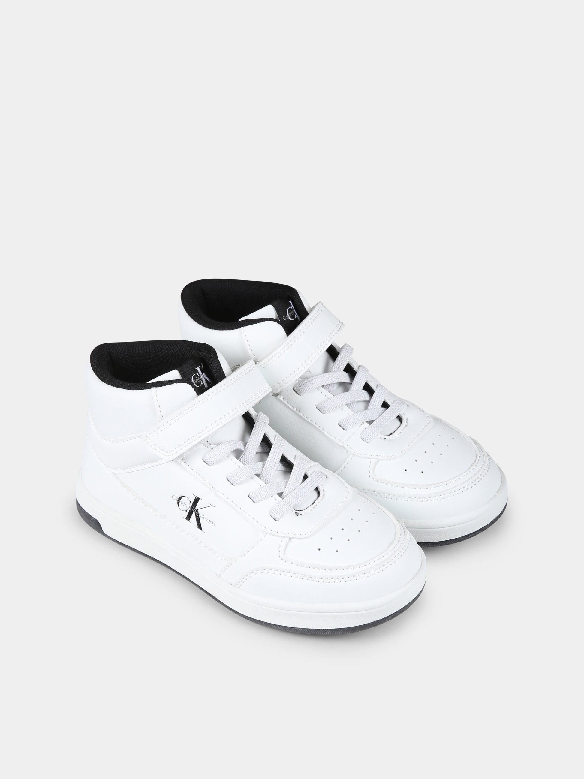 Sneakers bianche per bambini con logo,Calvin Klein Kids,V1X9 81049 1355100