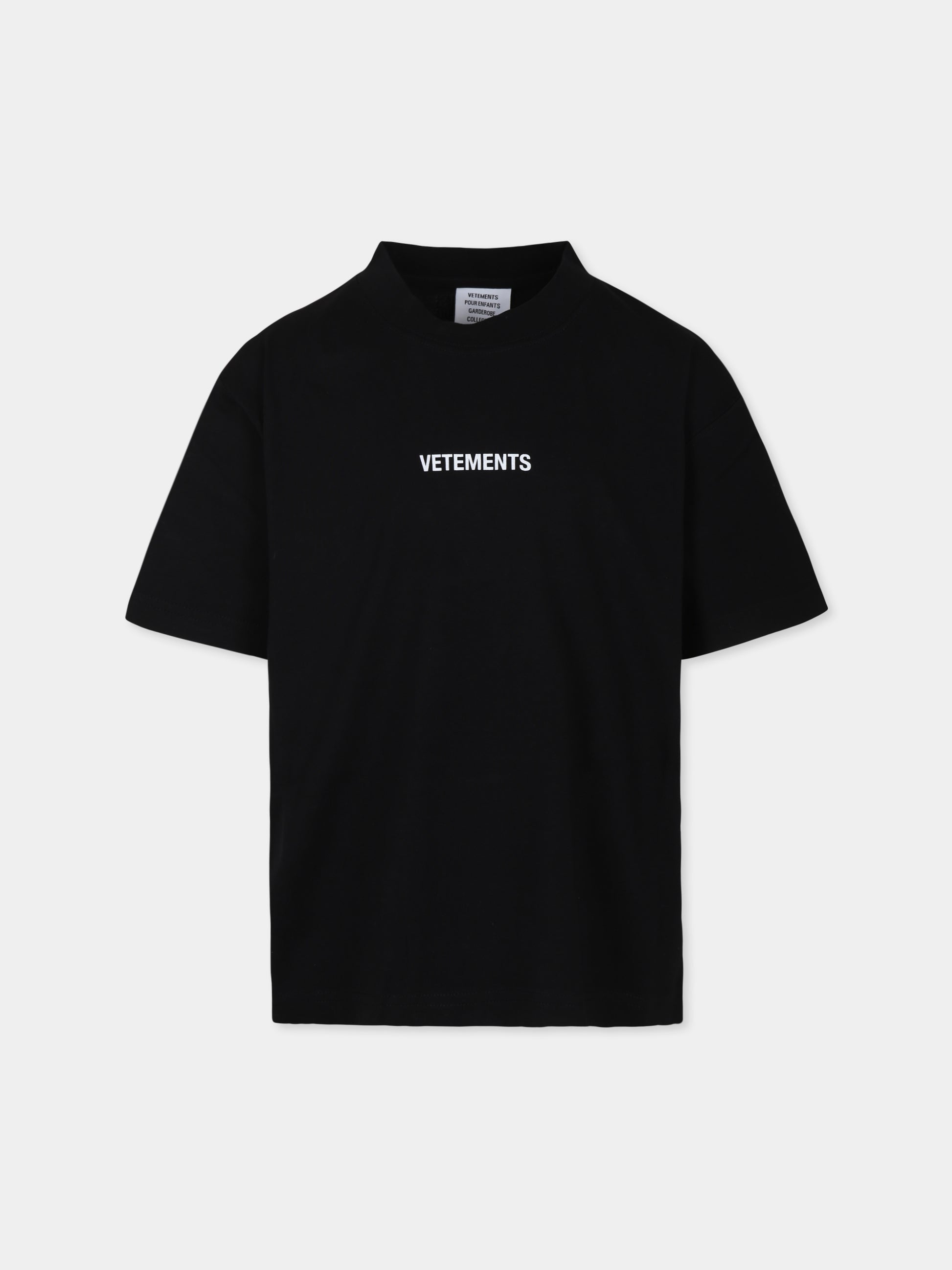 T-shirt nera per bambini con logo bianco,Vetements,KA10TR100B BLACK