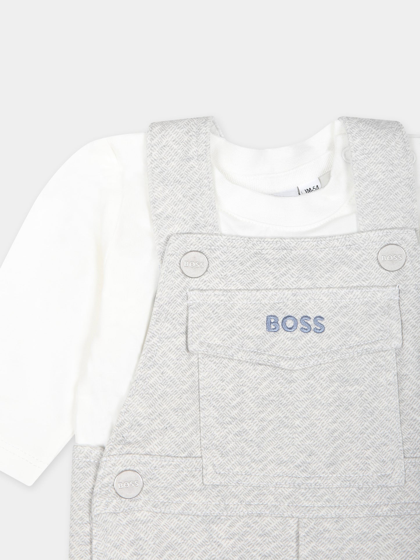 Completo grigio per neonato con logo,Boss,J51066 A10