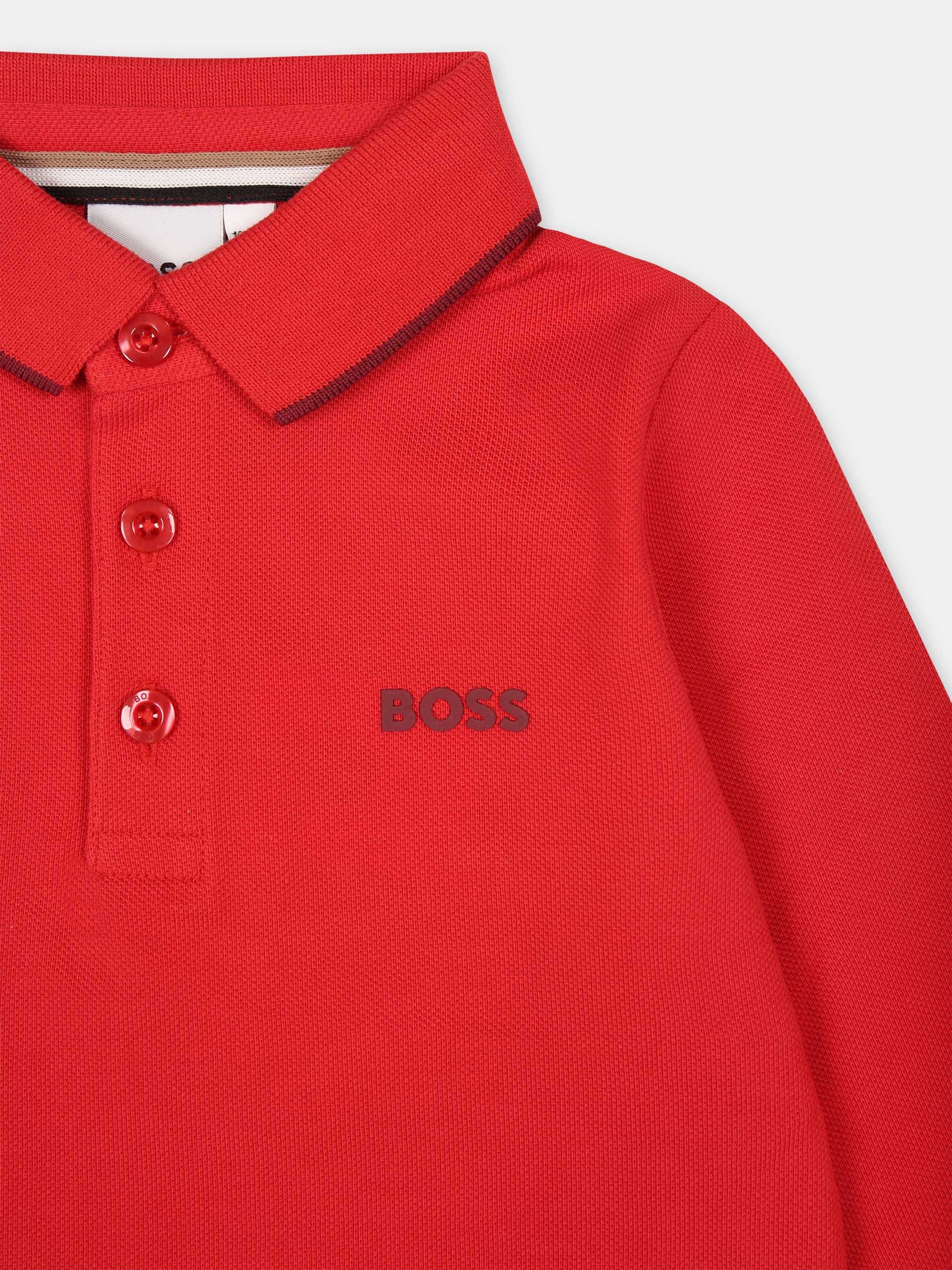 Polo rossa per neonato con logo,Boss,J51280 97D