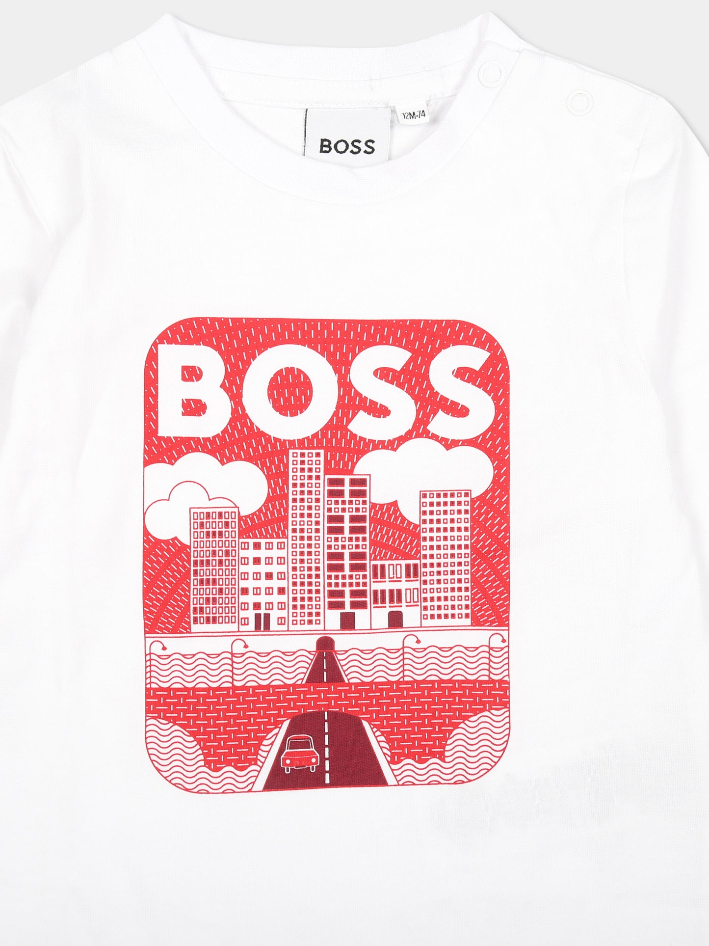 T-shirt bianca per neonato con logo,Boss,J51297 10P