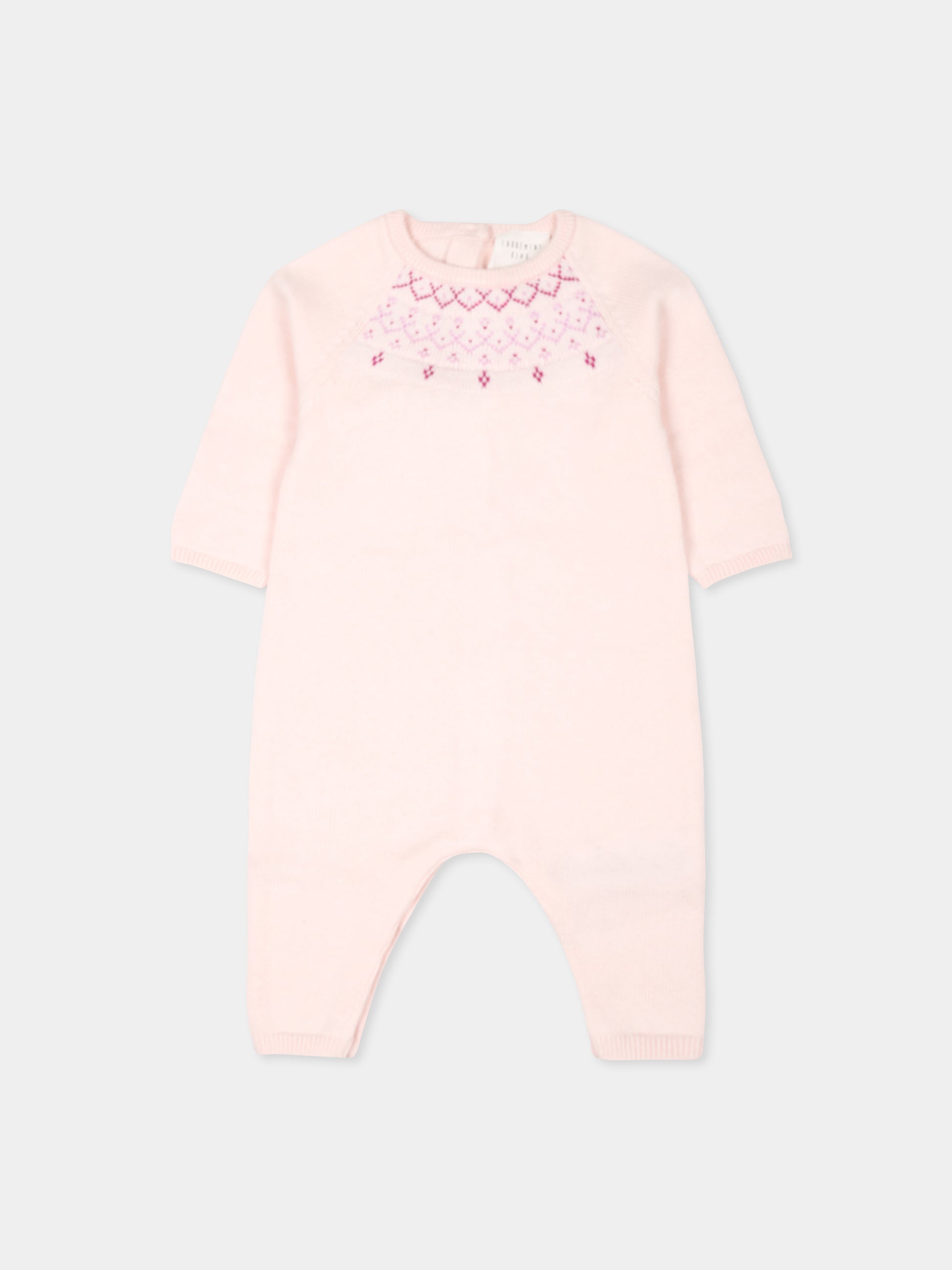 Tutina rosa con motivo jacquard per neonata,Carrement Beau,Y30171 43B