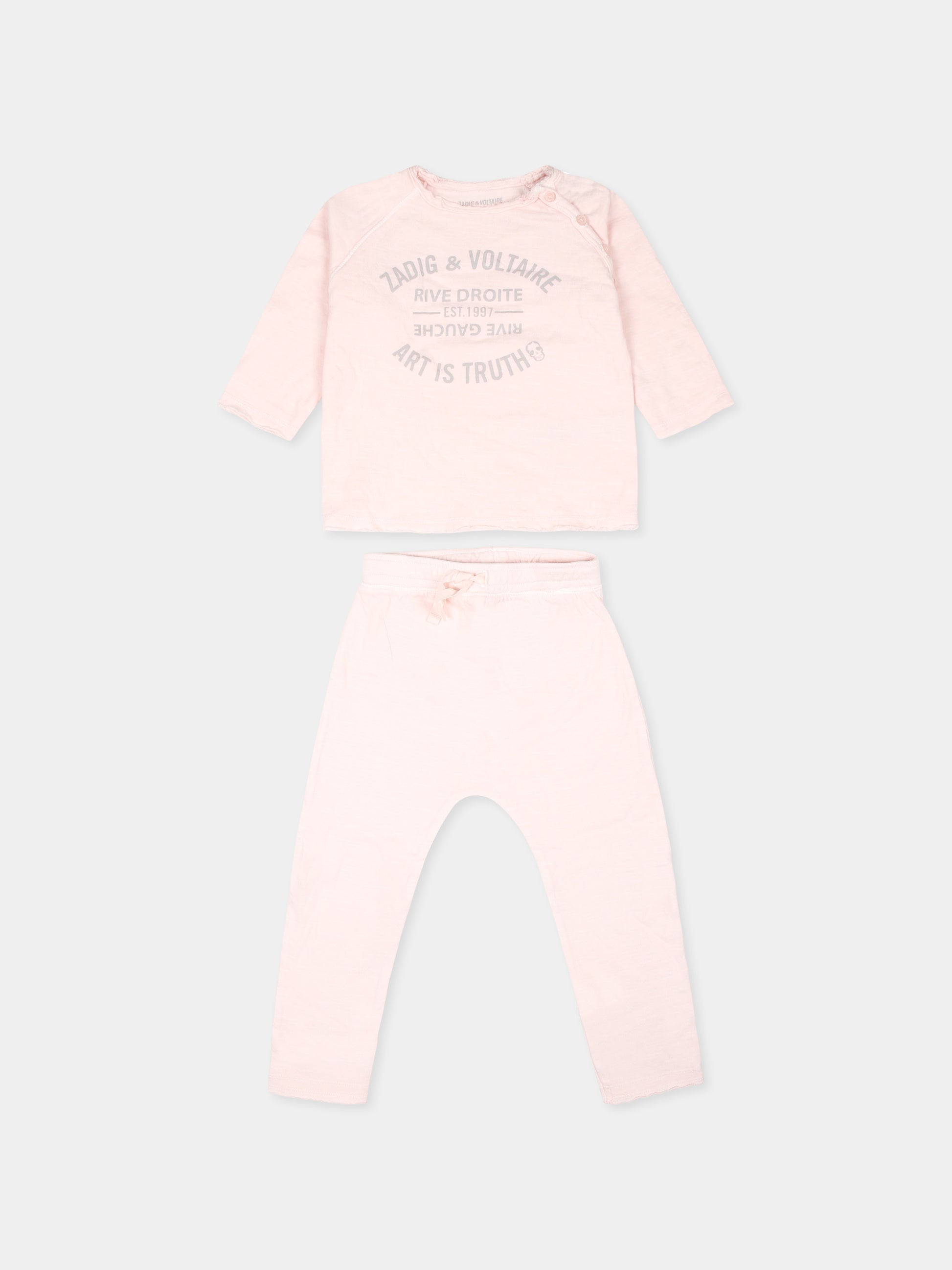 Completo nascita rosa per neonata con logo,Zadig & Voltaire Kids,X60150 43B