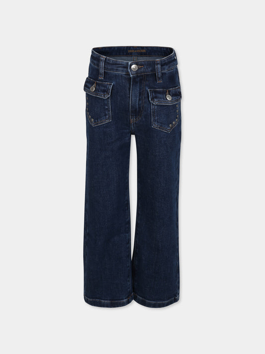 Jeans blu per bambina con borchie,Zadig & Voltaire Kids,X60197 Z25