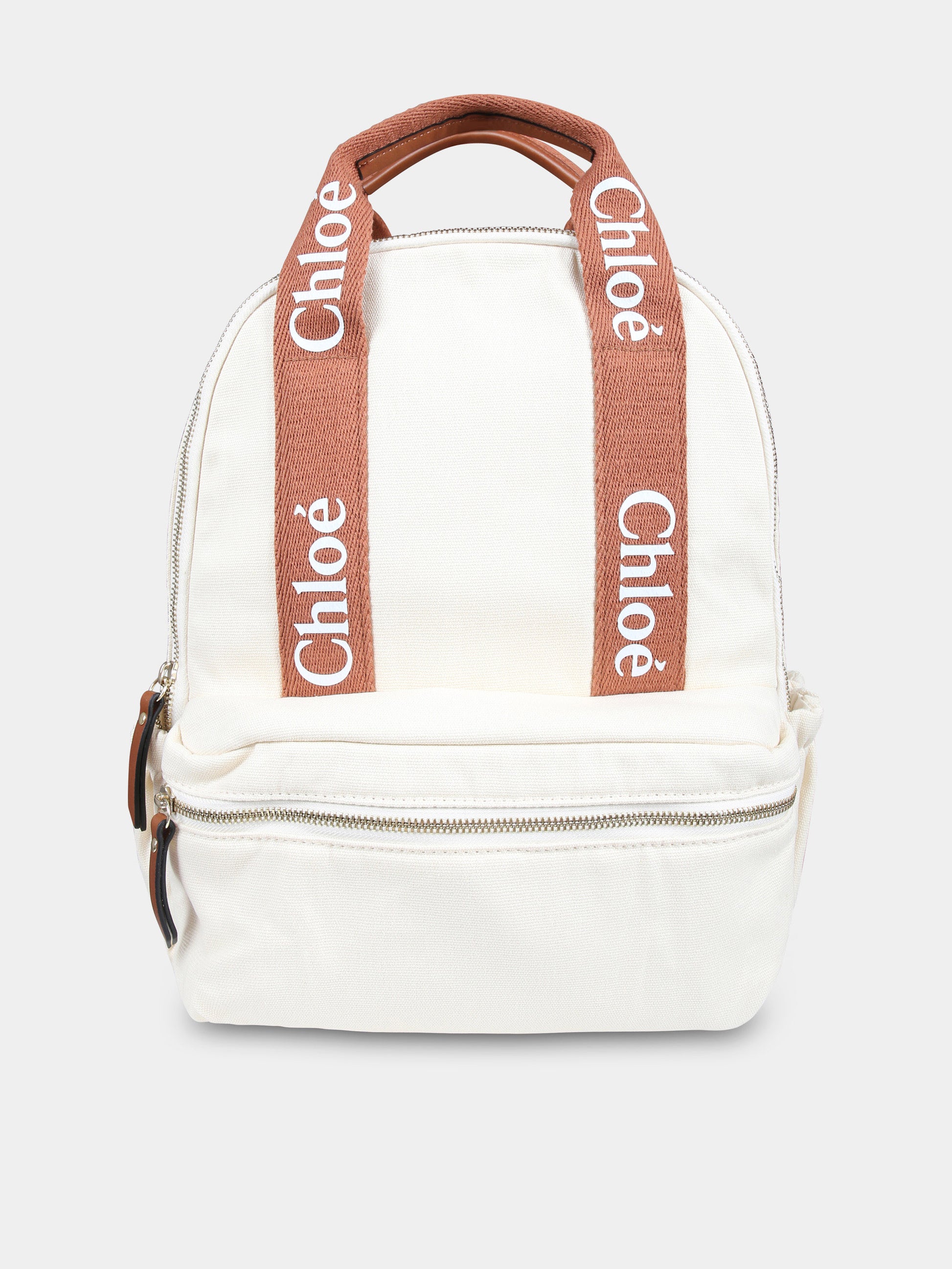 Borsa mamma avorio per neonata con logo,Chloé Kids,C20348 117