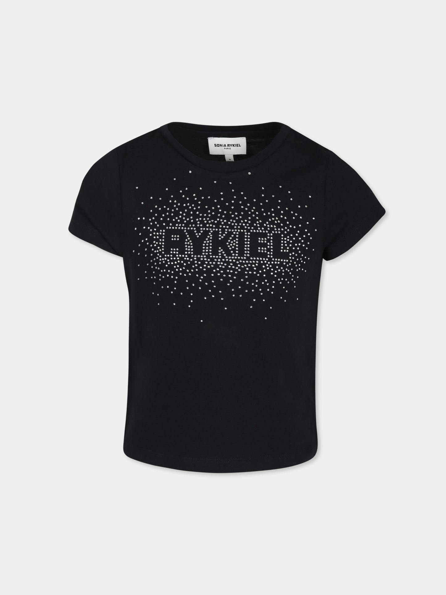 T-shirt nera per bambina con logo,Sonia Rykiel Paris,A00249 09B