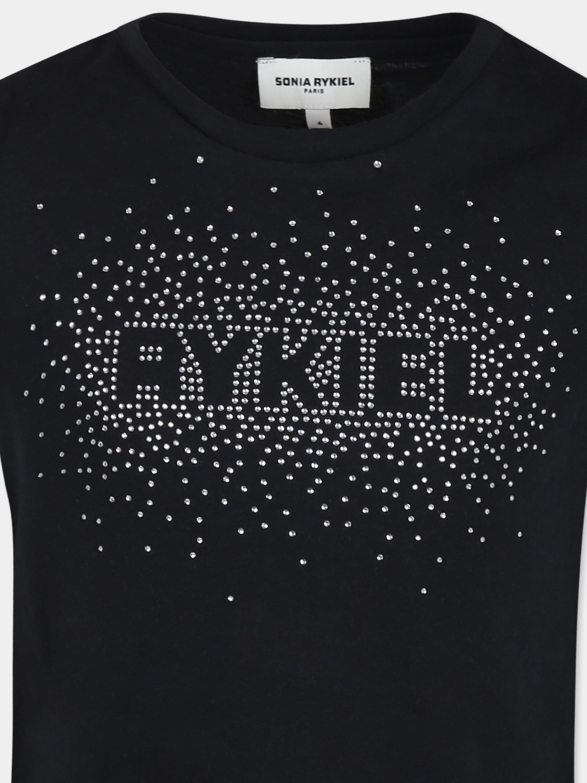 T-shirt nera per bambina con logo,Sonia Rykiel Paris,A00249 09B