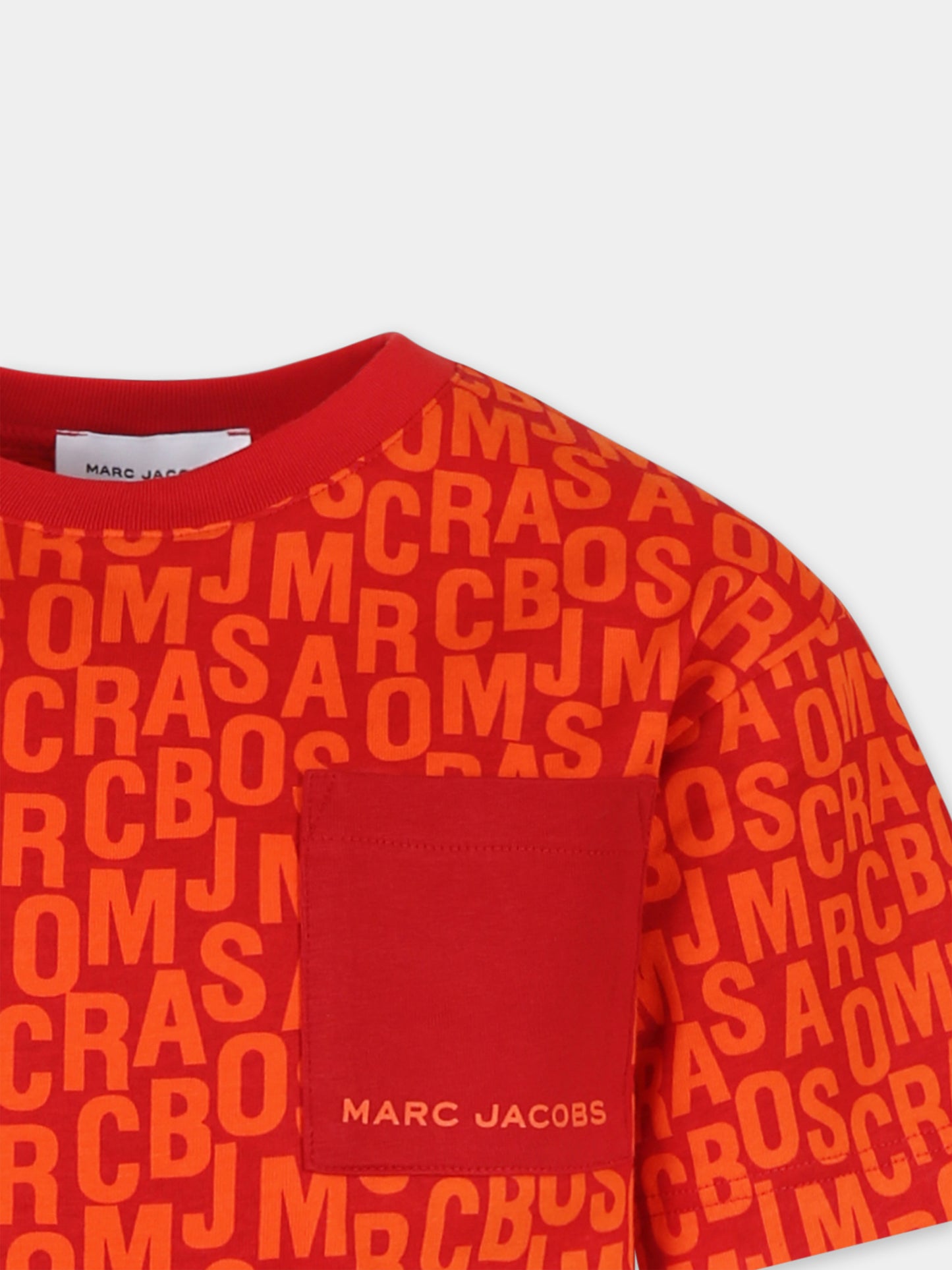 T-shirt rossa per bambino con monogramma,Marc Jacobs,W60343 982