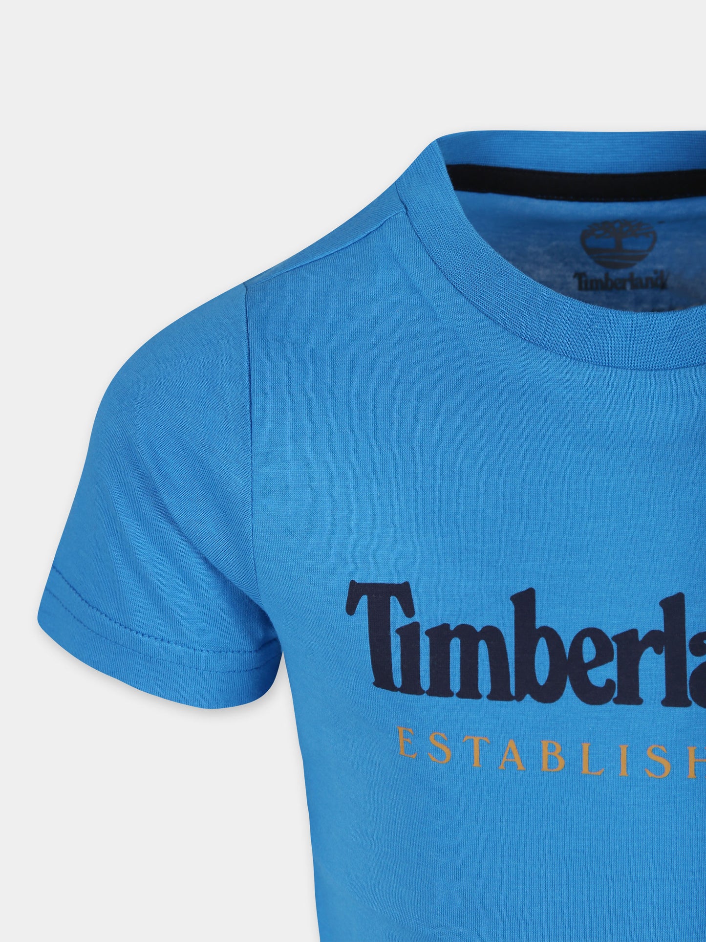 T-shirt azzurra per bambino con logo,Timberland,T60212 83E