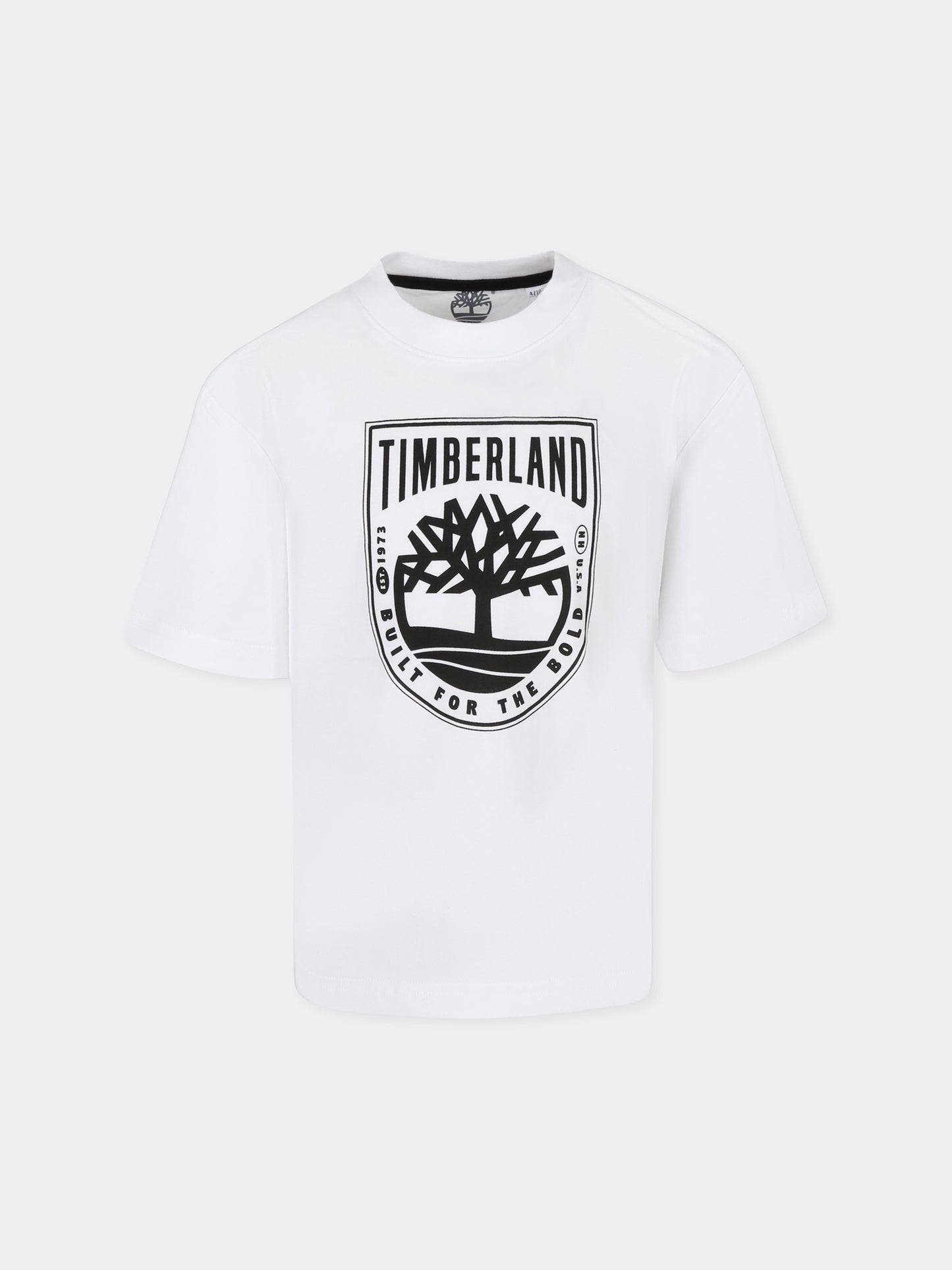 T-shirt bianca per bambino con logo