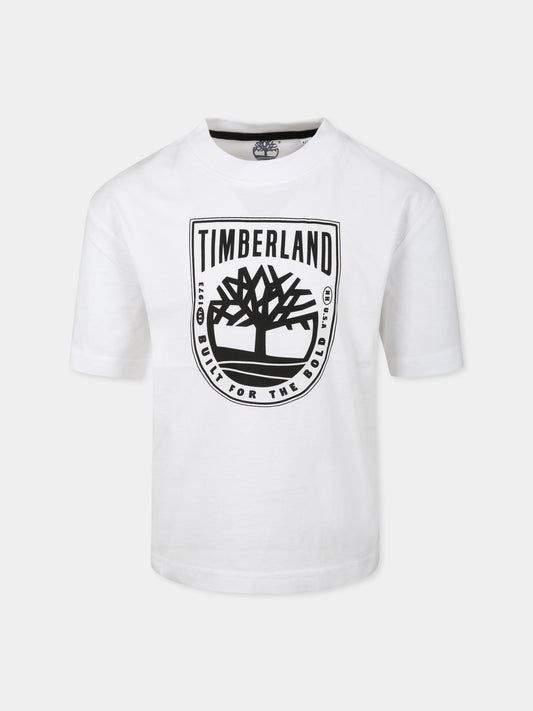 T-shirt bianca per bambino con logo,Timberland,T60291 10P