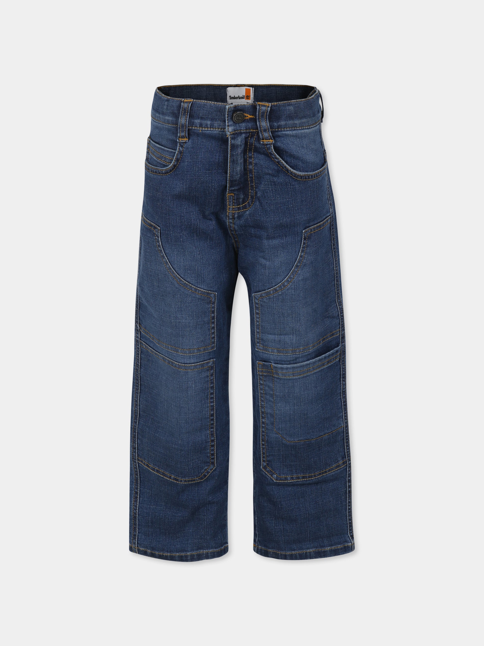 Jeans blu per bambino con logo ricamato,Timberland,T60339 Z10