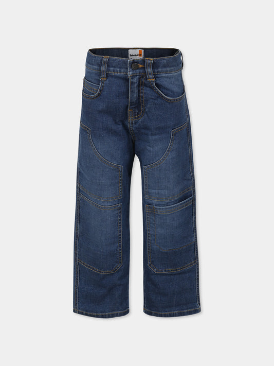 Jeans blu per bambino con logo ricamato,Timberland,T60339 Z10