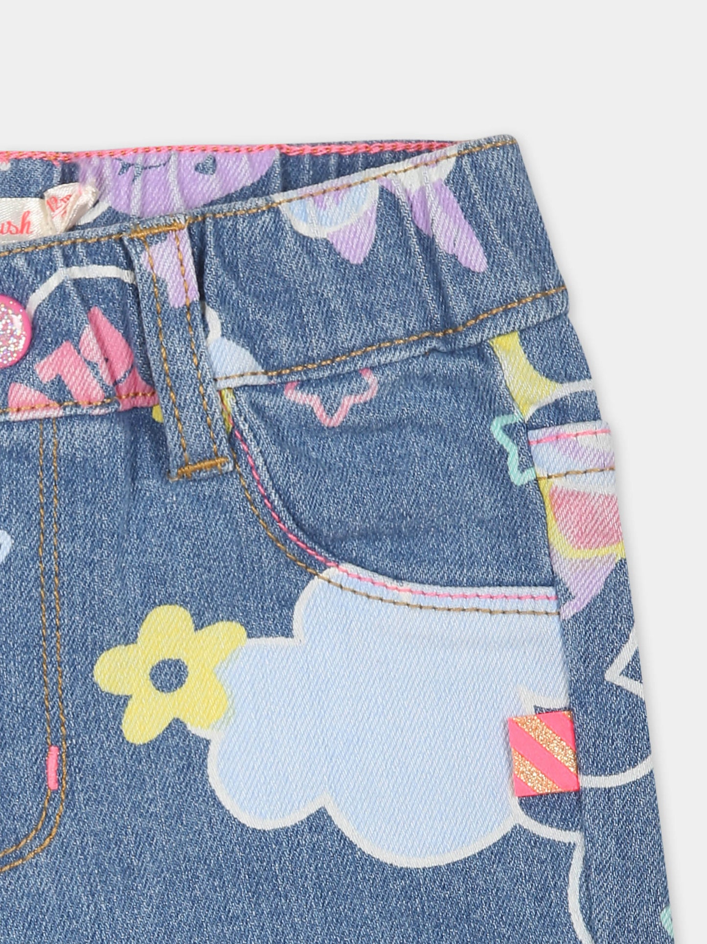 Jeans blu per neonata con arcobaleno,Billieblush,U20408 Z10