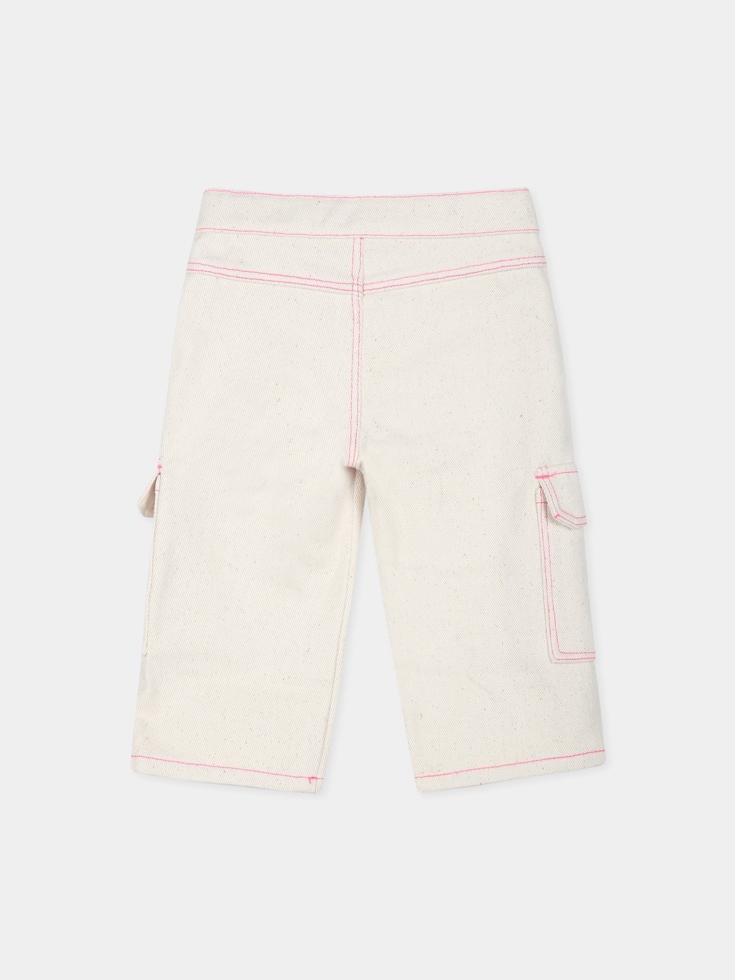 Pantaloni avorio per neonata con cuori,Billieblush,U20410 22A