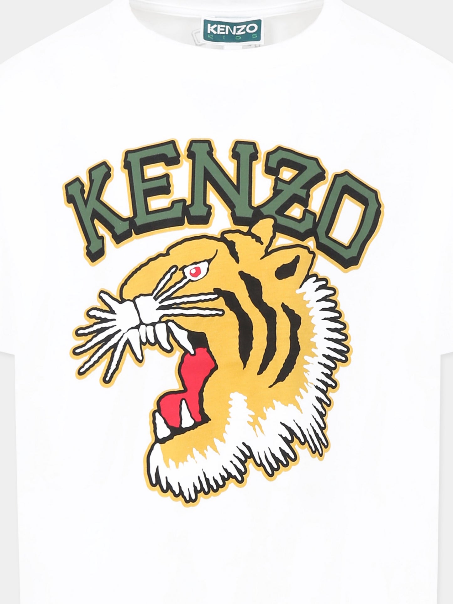 T-shirt bianca per bambini con tigre e logo