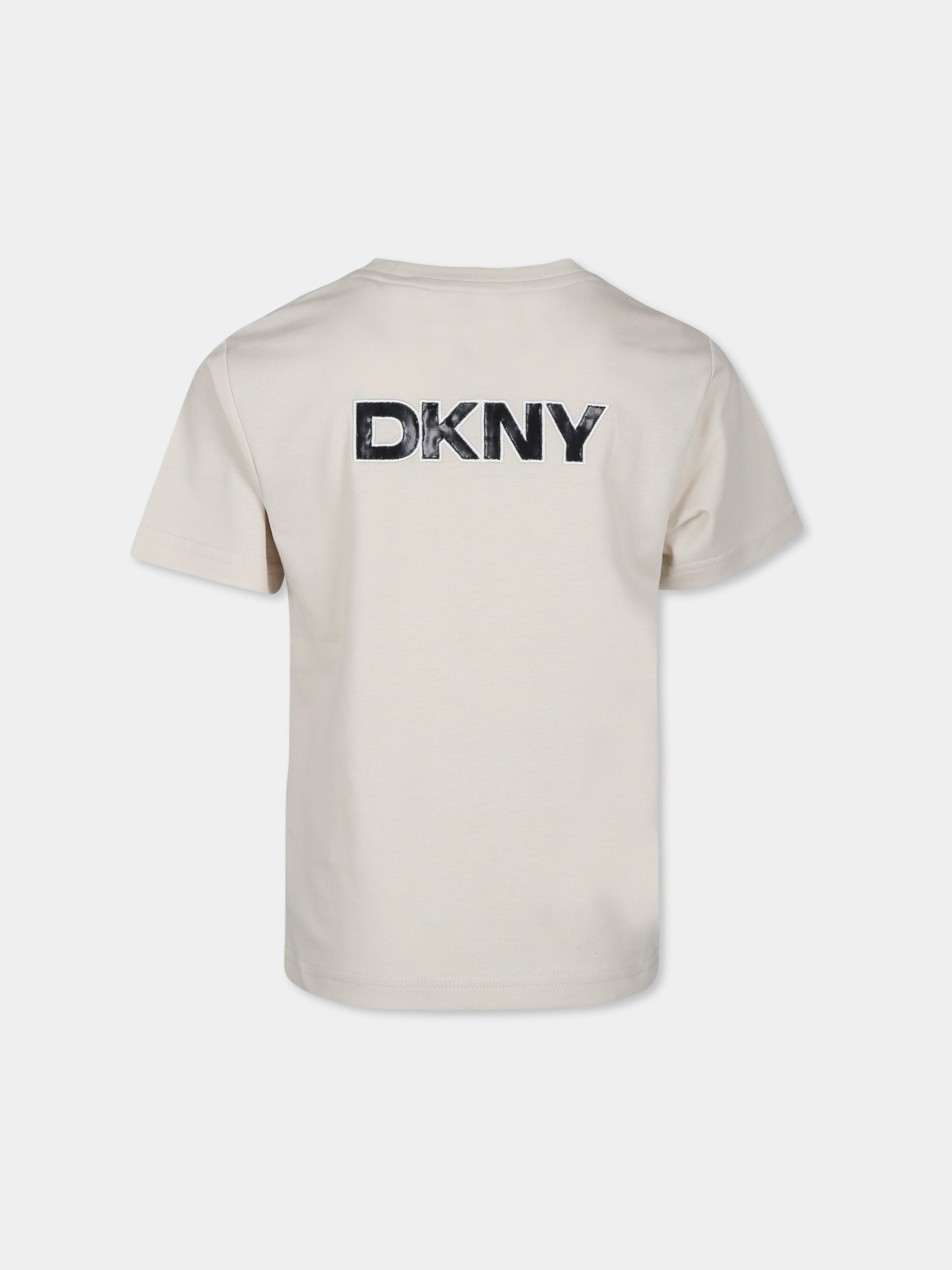 T-shirt grigia per bambina con logo,Dkny,D60212 022