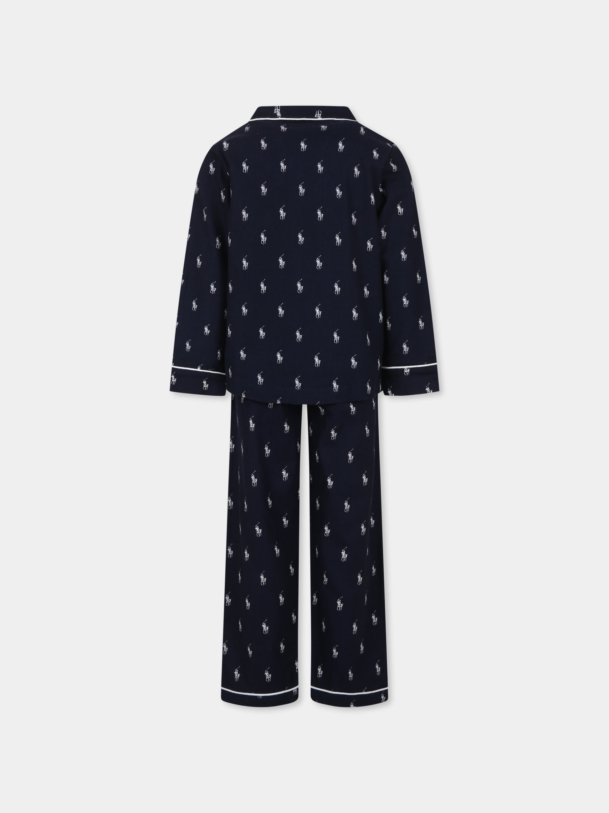 Pigiama blu per bambina con cavallino,Ralph Lauren Kids,8P0137 BCV