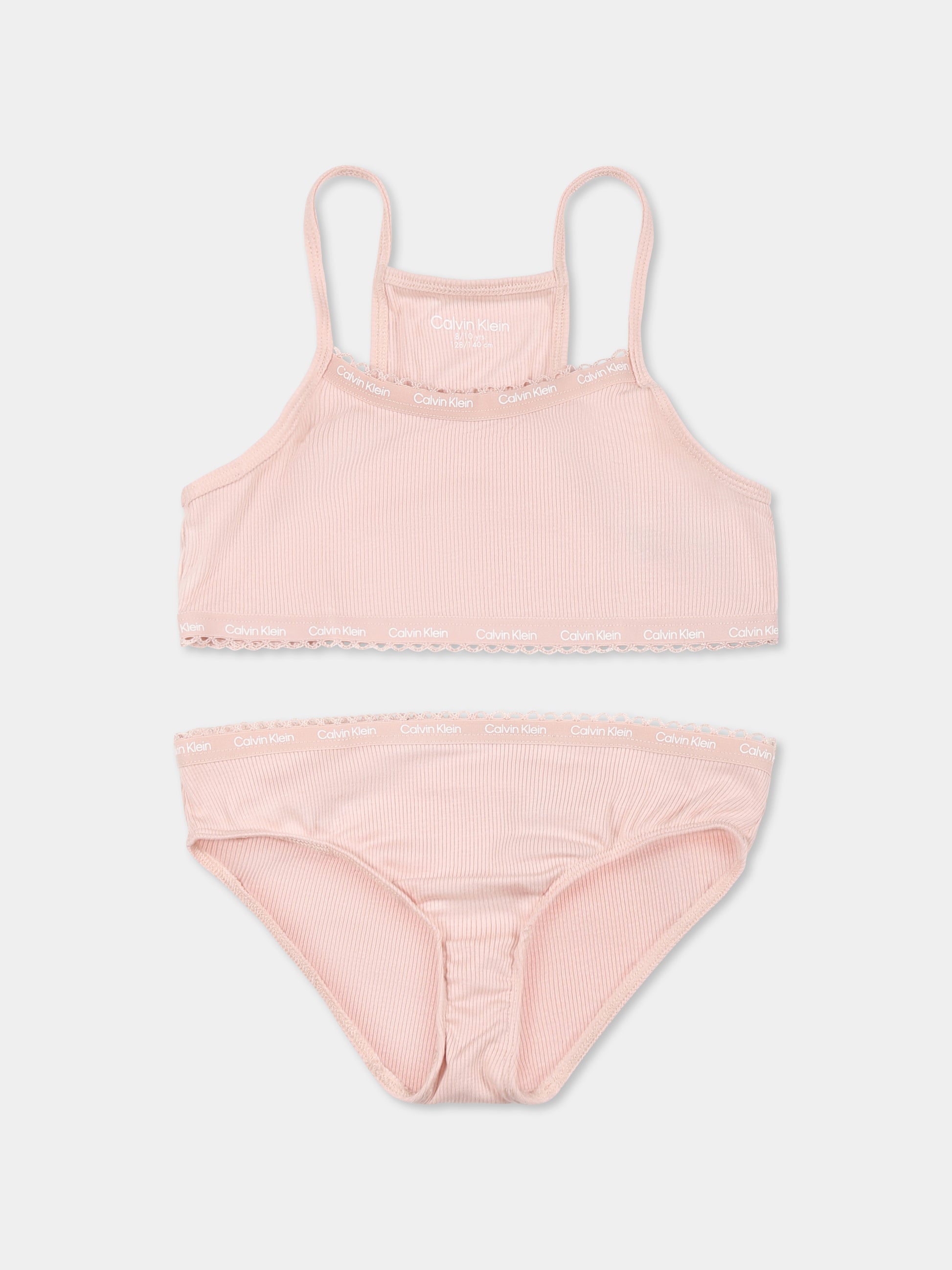 Set intimo rosa per bambina con logo,Calvin Klein Kids,G80G800721 0VO