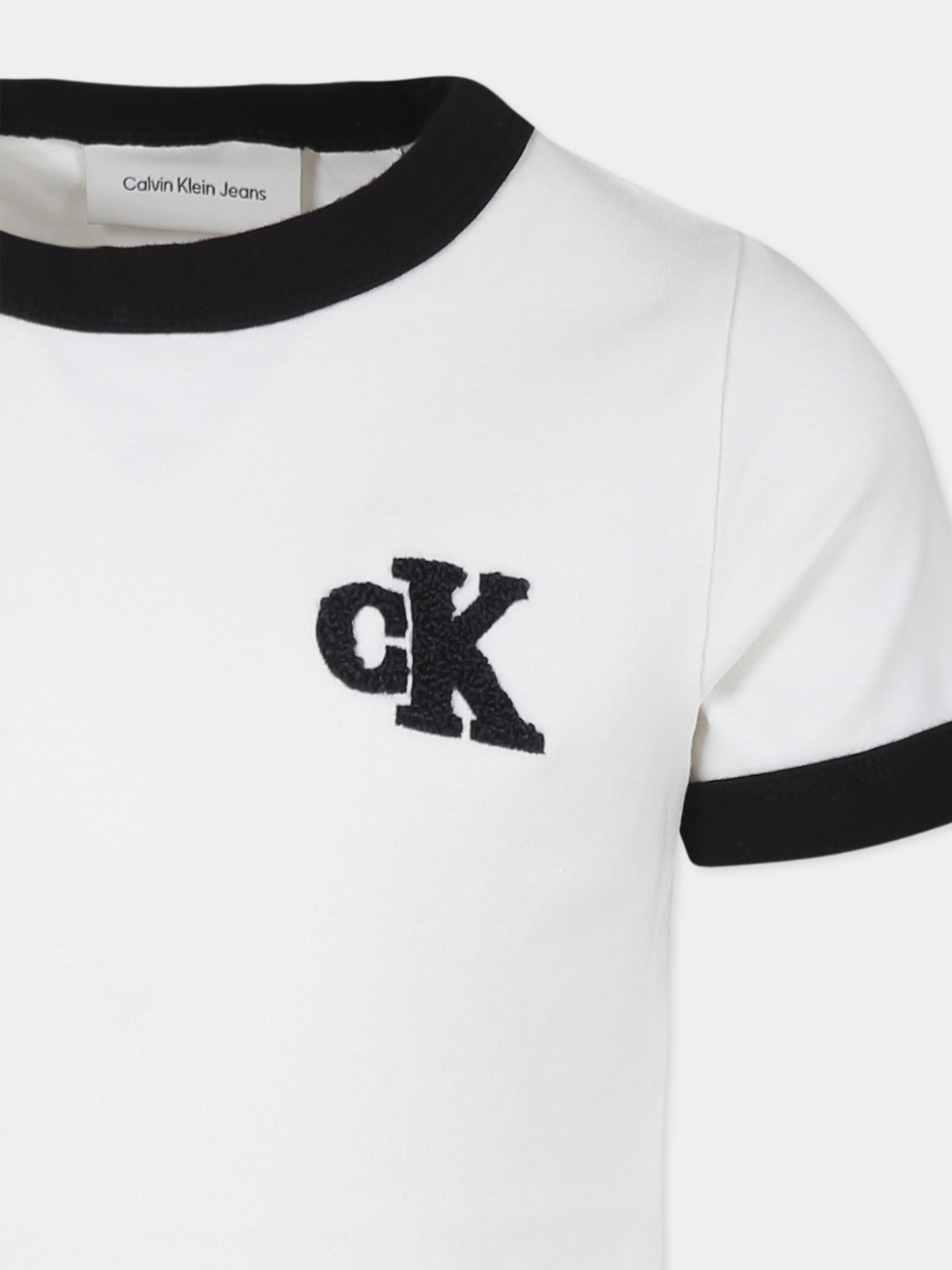 T-shirt bianca per bambino con monogramma,Calvin Klein Kids,IB0IB02241T YBI