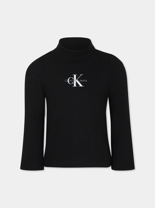 Dolcevita nero per bambina con logo,Calvin Klein Kids,IG0IG02811 BEH