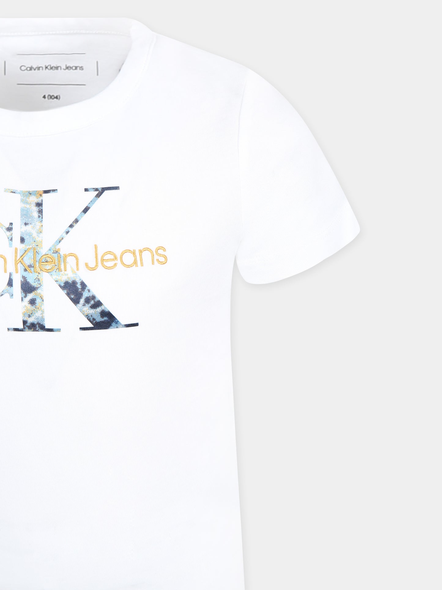 T-shirt bianca per bambino con logo,Calvin Klein Kids,IB0IB02235 YAF