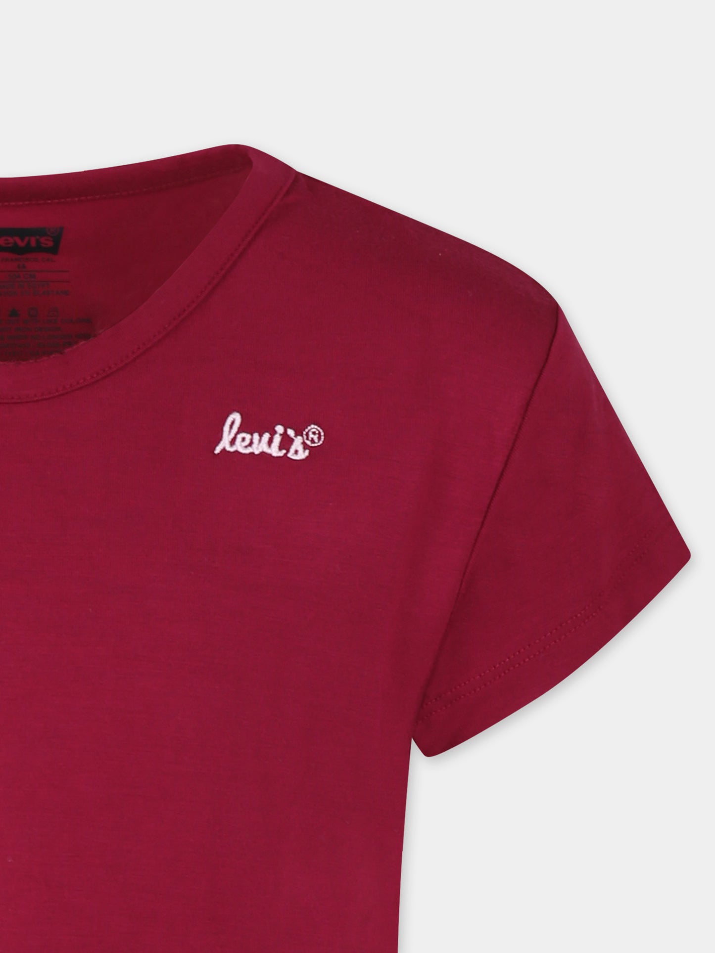 T-shirt bordeaux per bambina con logo,Levi's Kids,3EL035 P9Y