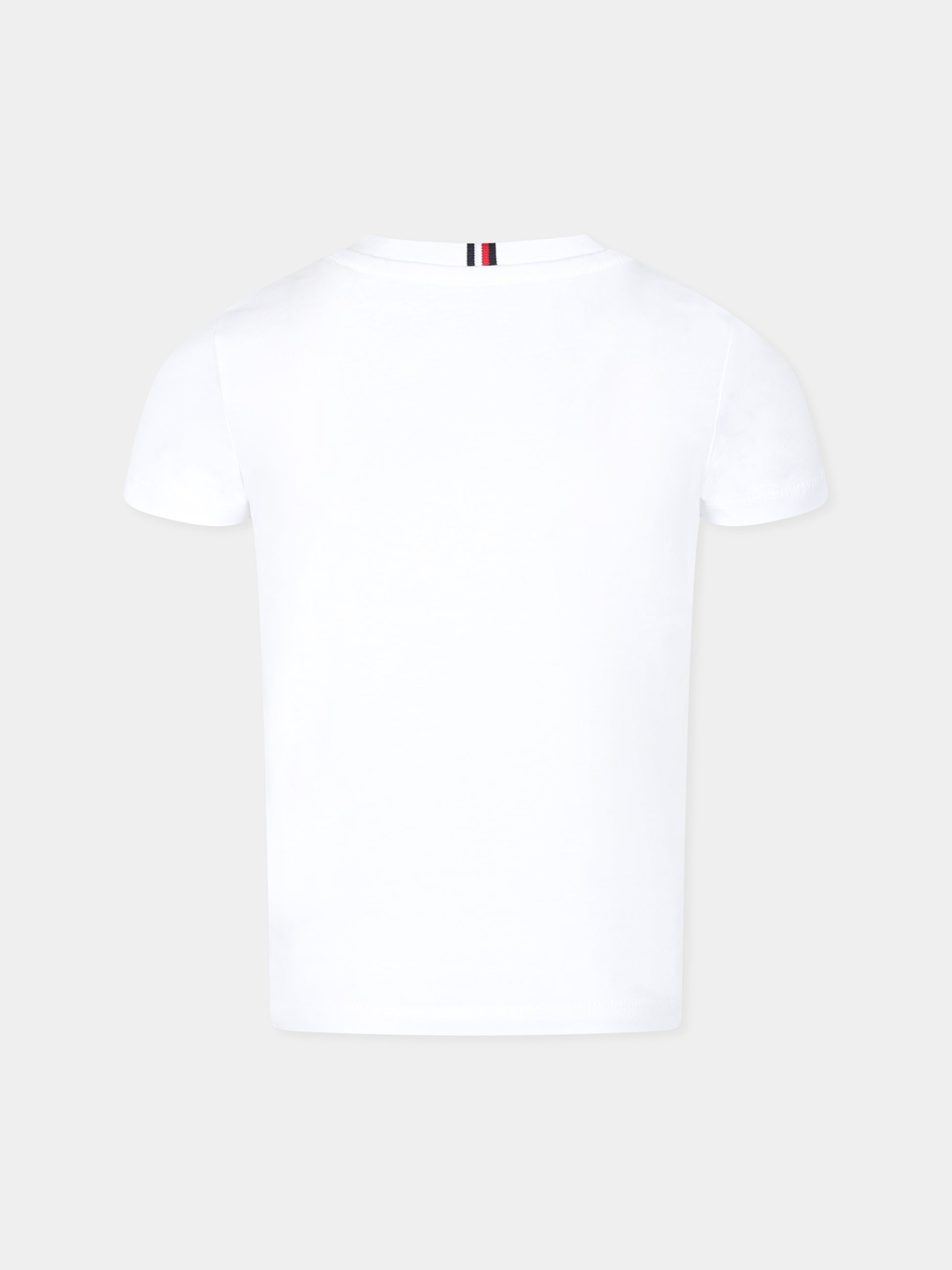 T-shirt bianca per bambino con logo,Tommy Hilfiger Junior,KB0KB09277 YBS