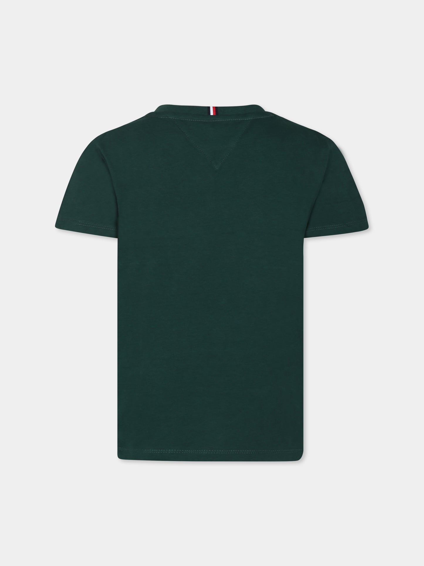 T-shirt verde per bambino con logo,Tommy Hilfiger Junior,KB0KB09277 L6K