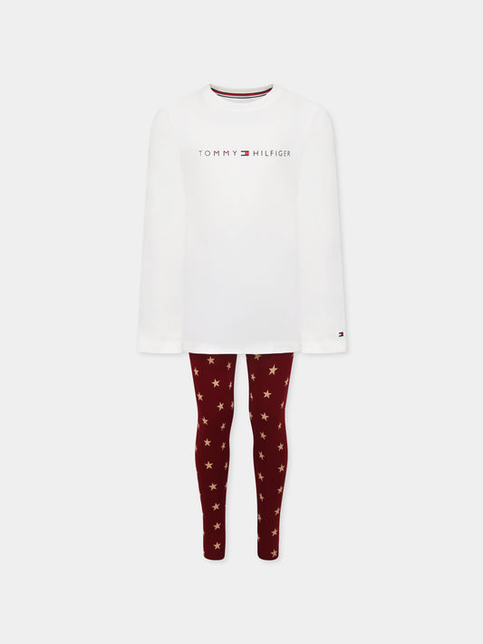 Pigiama multicolor per bambina con logo e stelle,Tommy Hilfiger Junior,UG0UG00777 0UL
