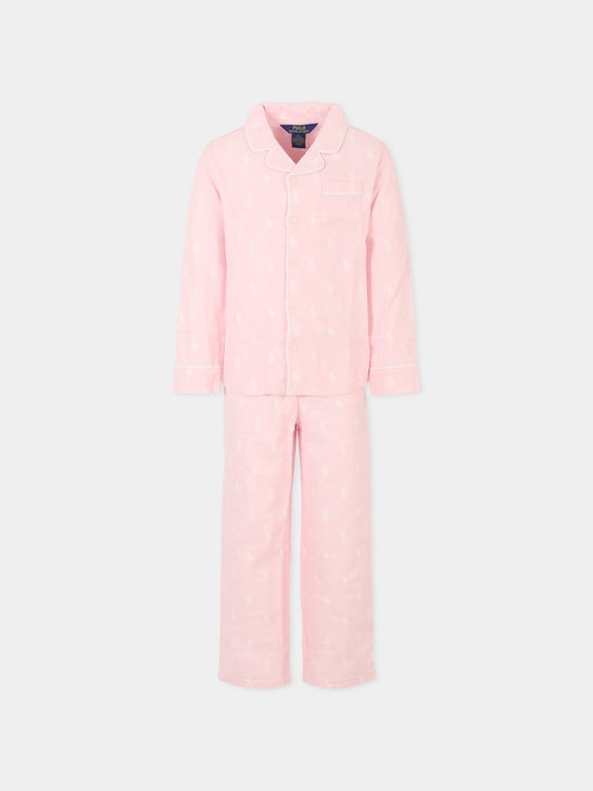 Pigiama rosa per bambina con cavallino,Ralph Lauren Kids,3P0150 ADQ