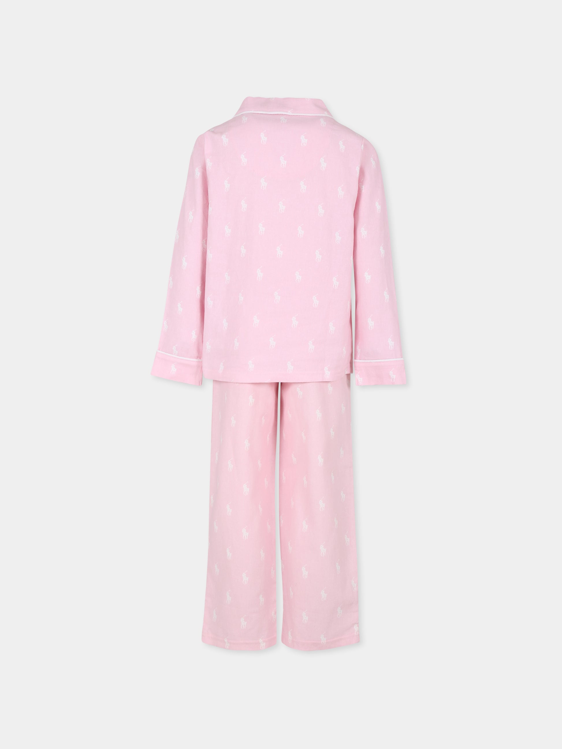 Pigiama rosa per bambina con cavallino,Ralph Lauren Kids,3P0150 ADQ