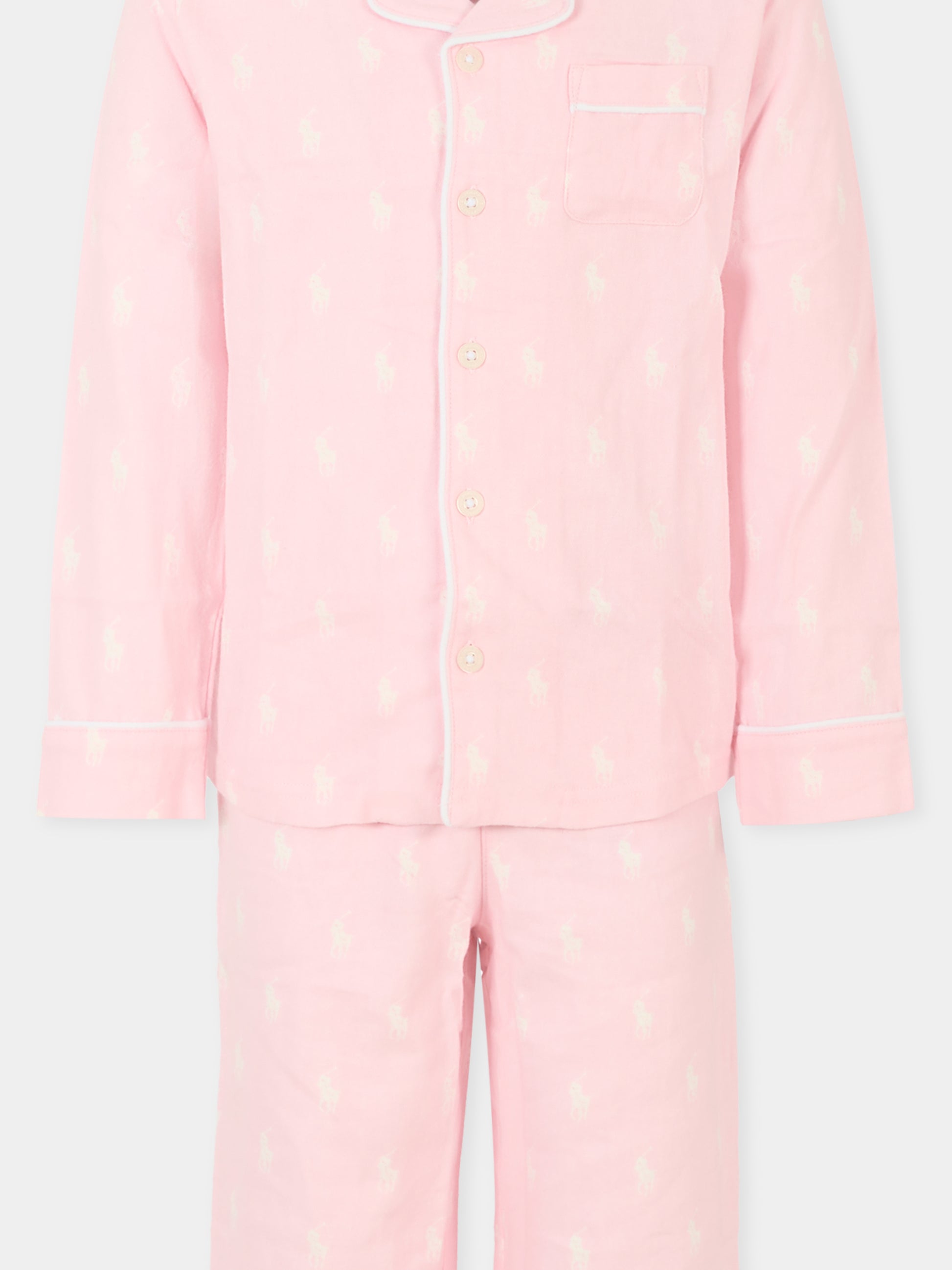 Pigiama rosa per bambina con cavallino,Ralph Lauren Kids,3P0150 ADQ