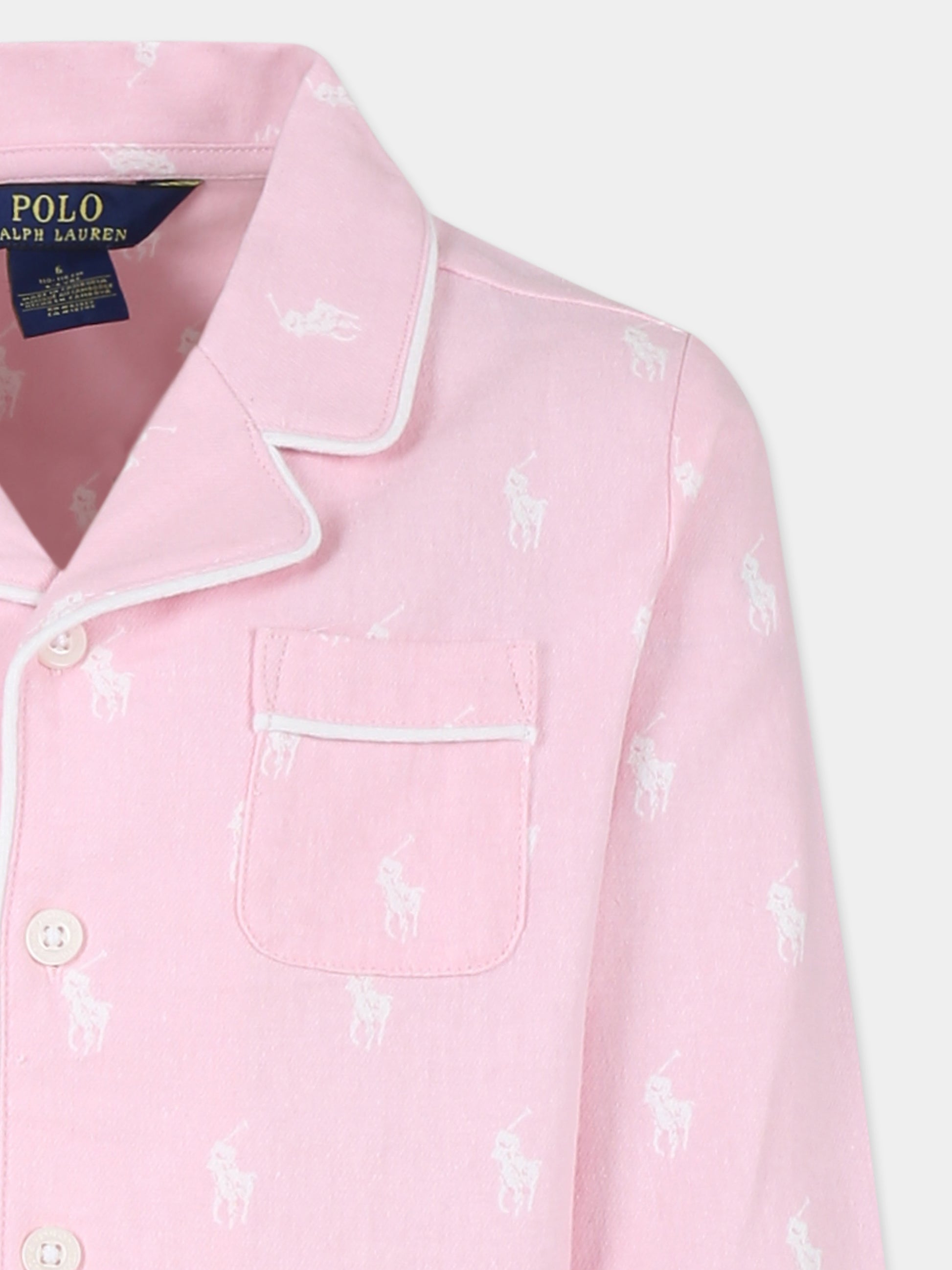 Pigiama rosa per bambina con cavallino,Ralph Lauren Kids,3P0150 ADQ