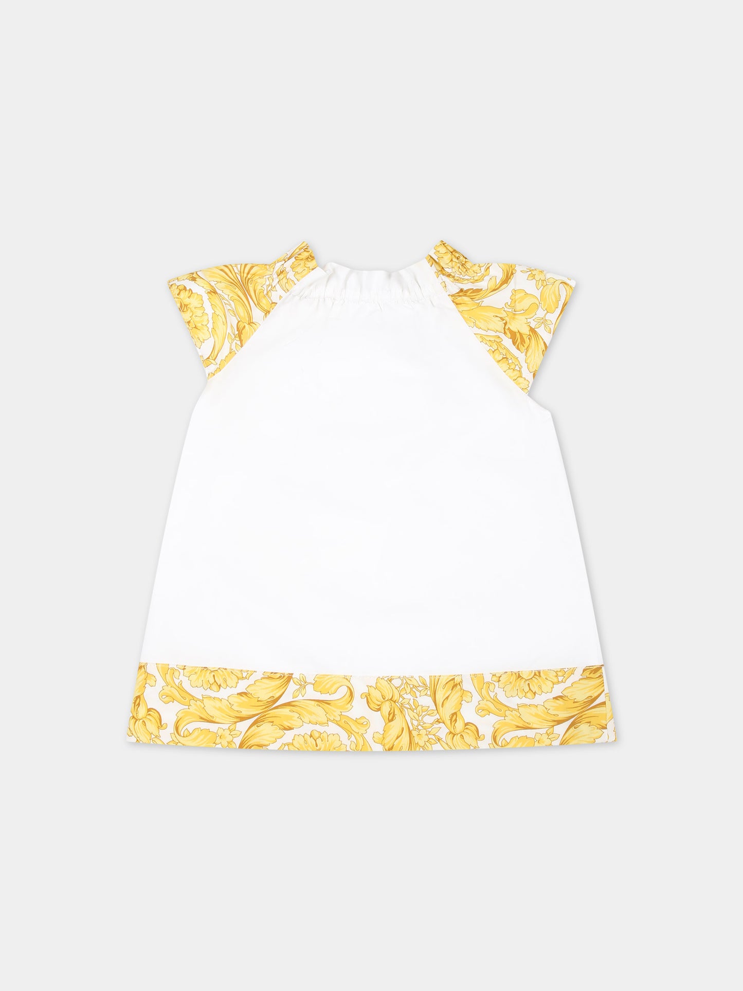 Completo bianco per neonata con stampa barocco,Versace,1012721 1A10097 2W110