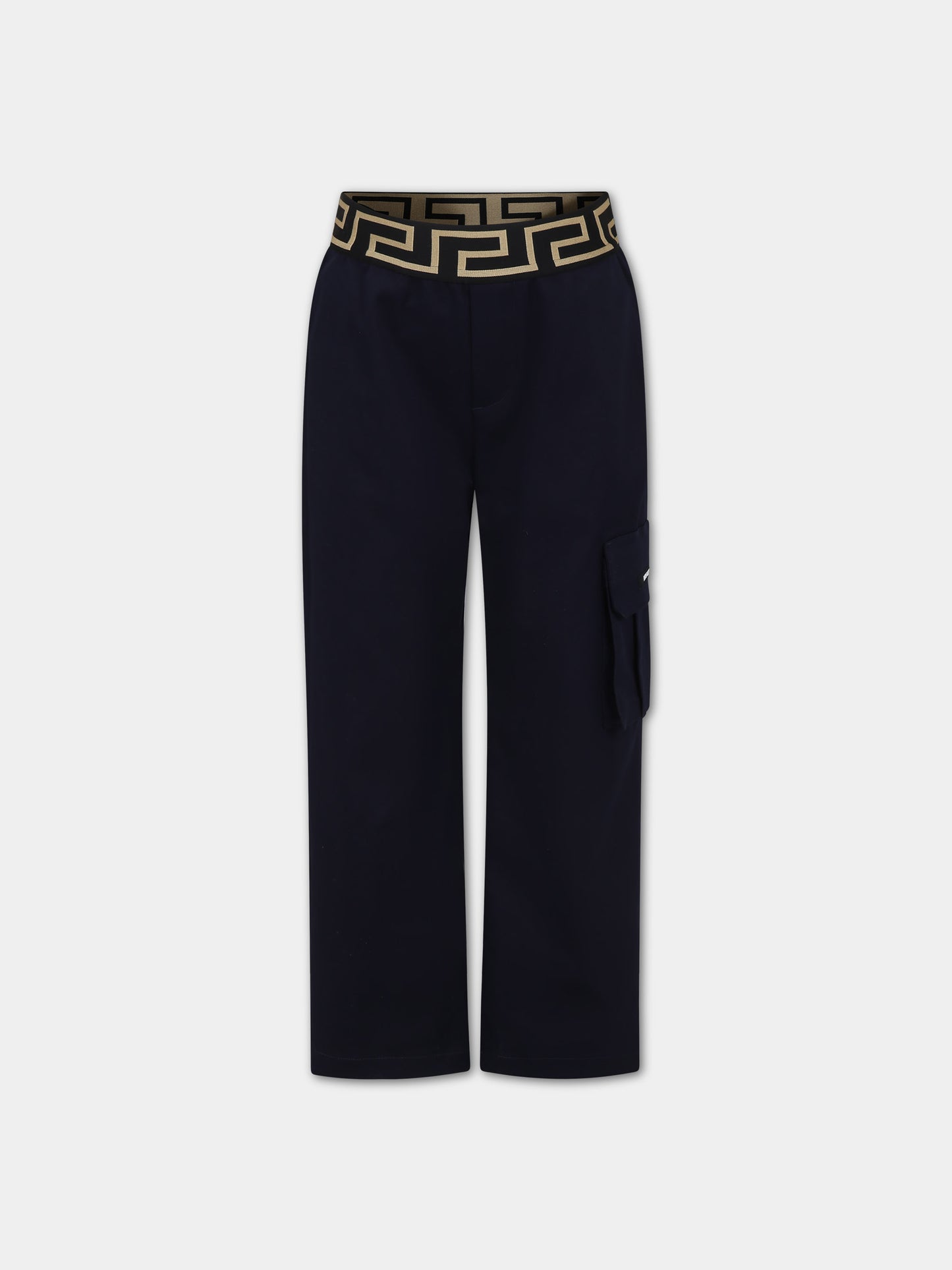 Pantaloni blu per bambino con logo Versace,Versace,1002266 1A06498 2U150