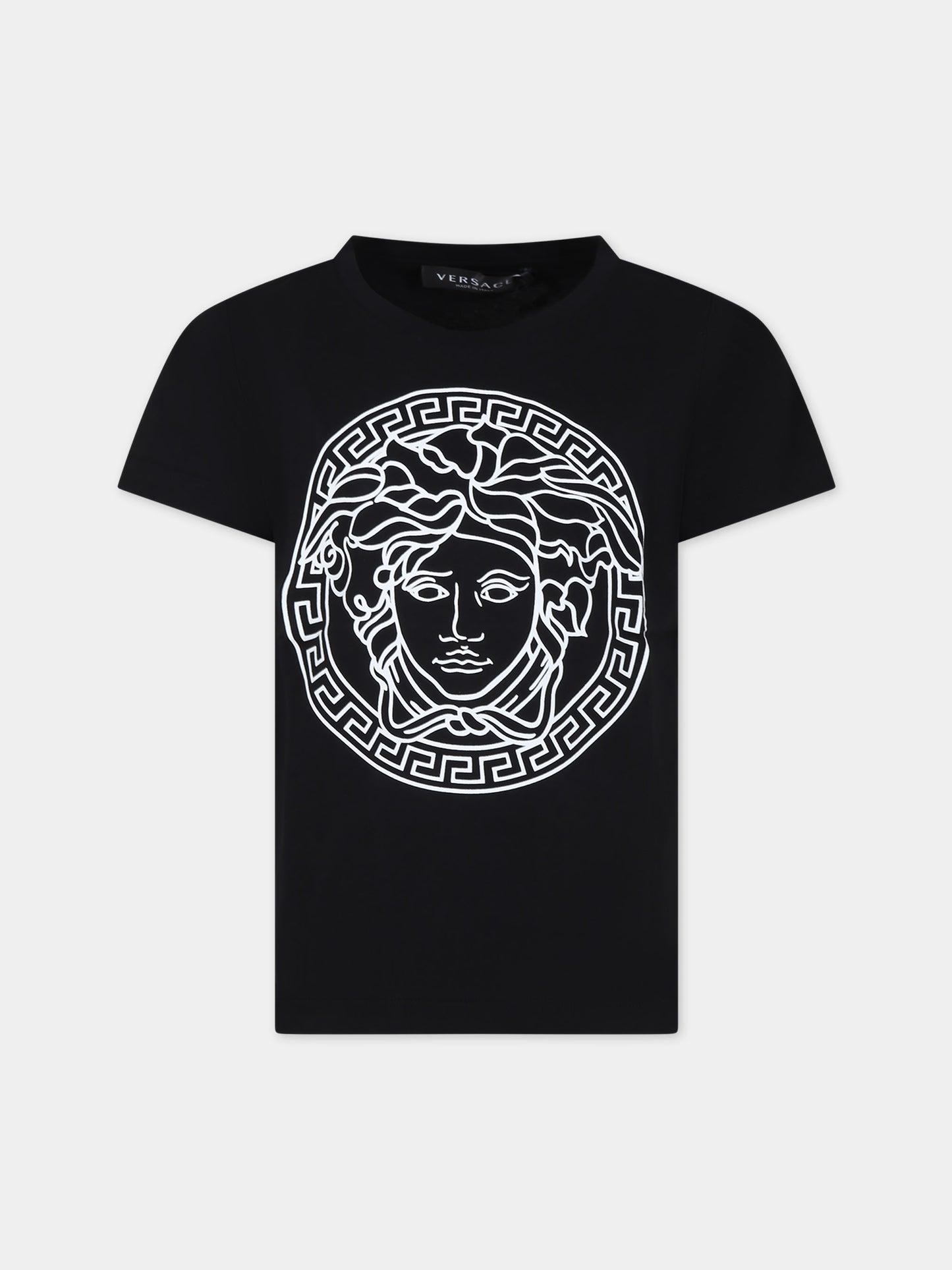 T-shirt nera per bambino con Medusa,Versace,1000239 1A04767 2B020