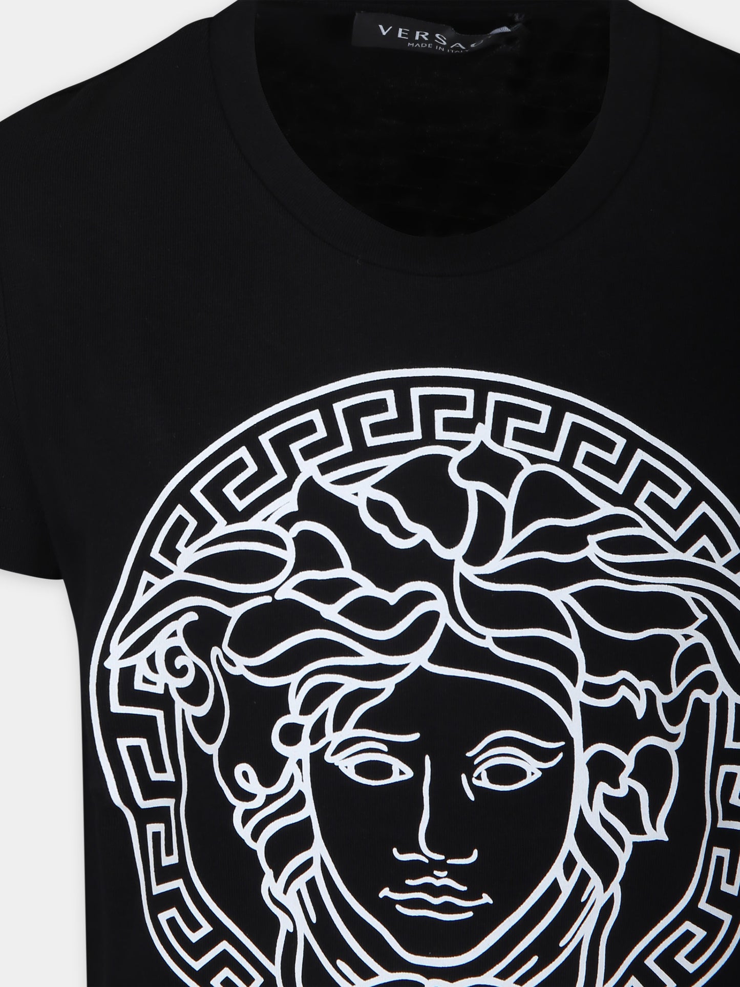 T-shirt nera per bambino con Medusa,Versace,1000239 1A04767 2B020