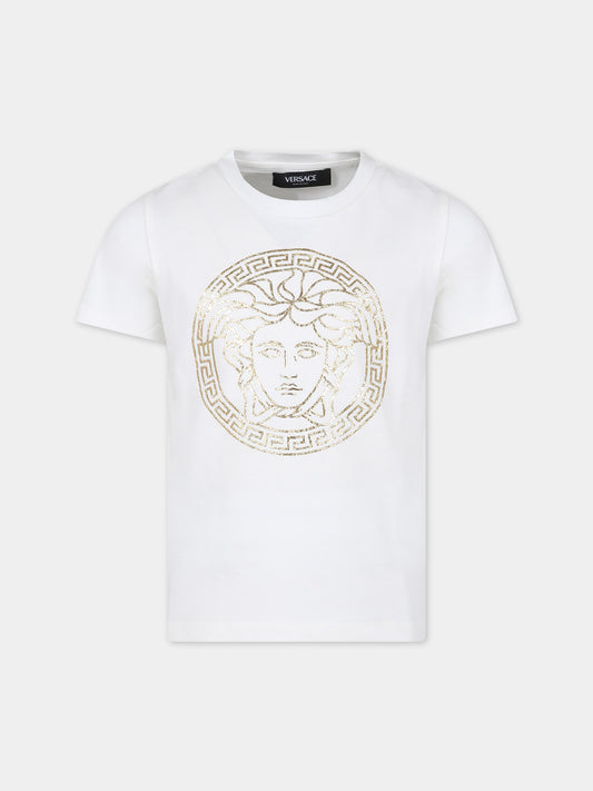 T-shirt bianca per bambini con Medusa,Versace,1000239 1A10164 2W110