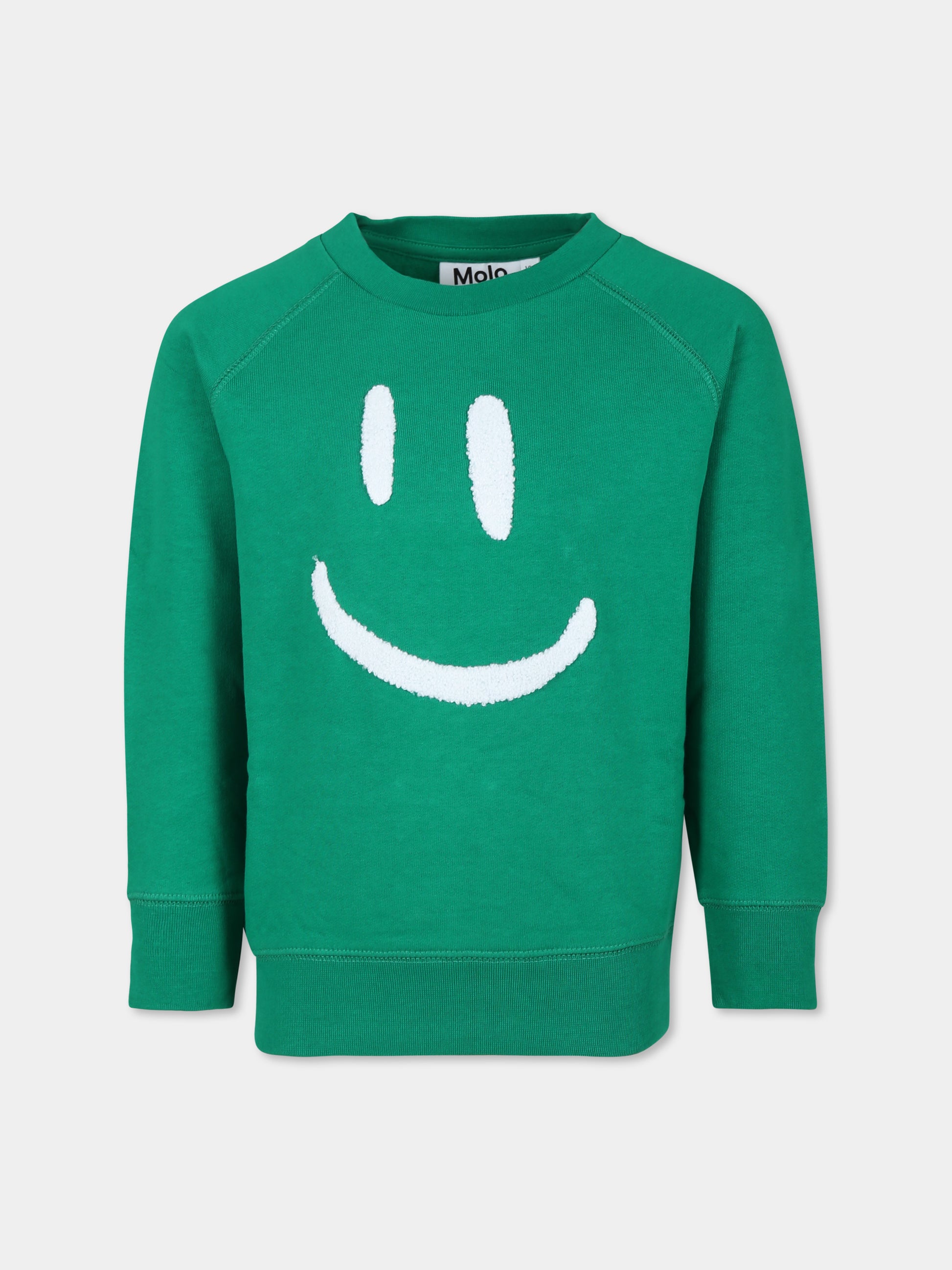 Felpa verde per bambini con smile,Molo,6W24J202 8952