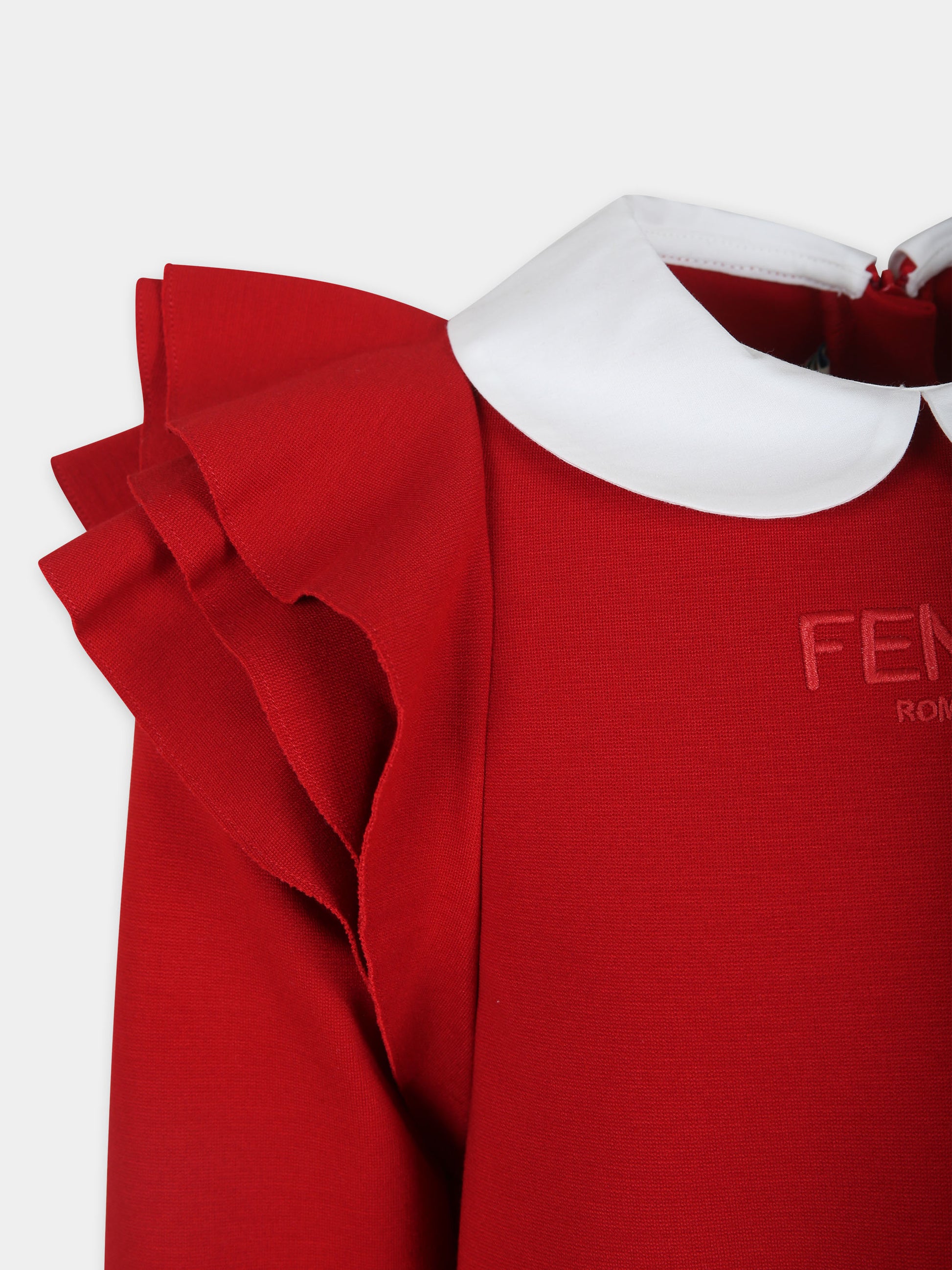 Vestito rosso per bambina con logo,Fendi Kids,JFB723 ARSP F1PNH