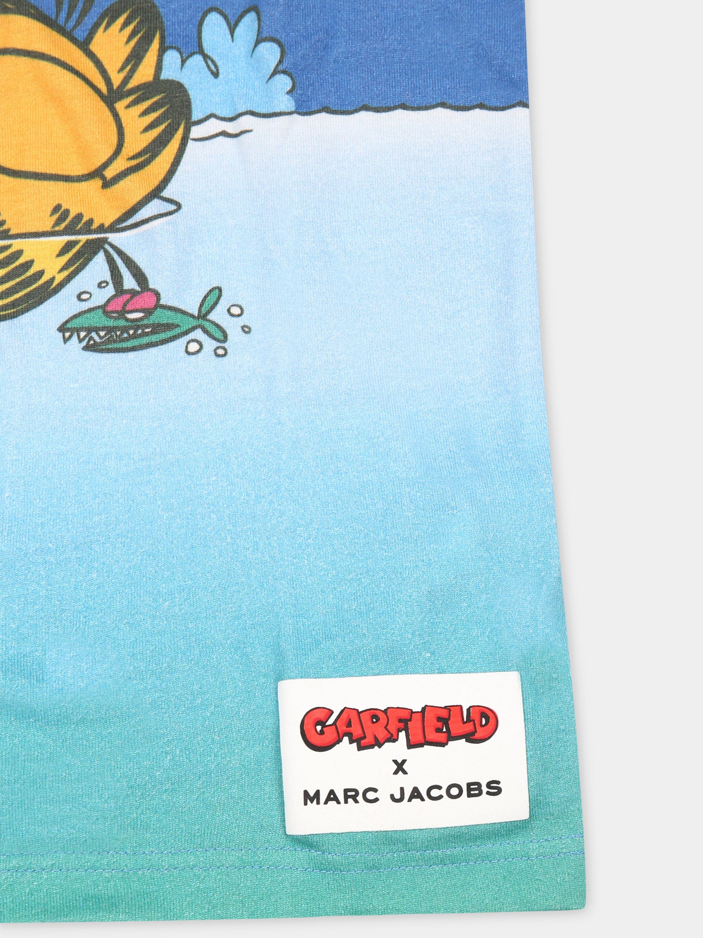 T-shirt azzurra per bambino con stampa Garfield,Marc Jacobs,W25589 784