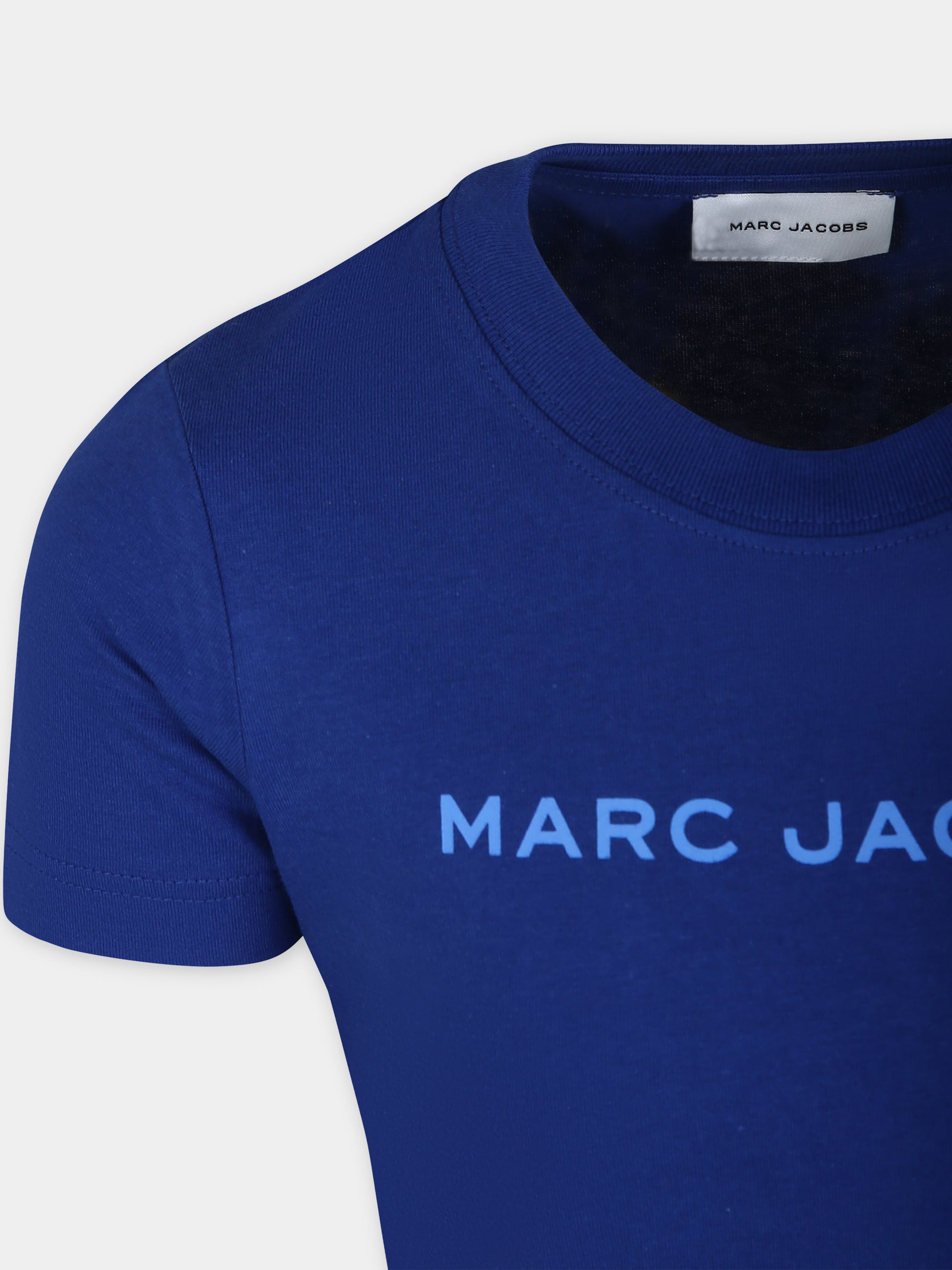 T-shirt blu per bambini con stampa logo,Marc Jacobs,W55001 865