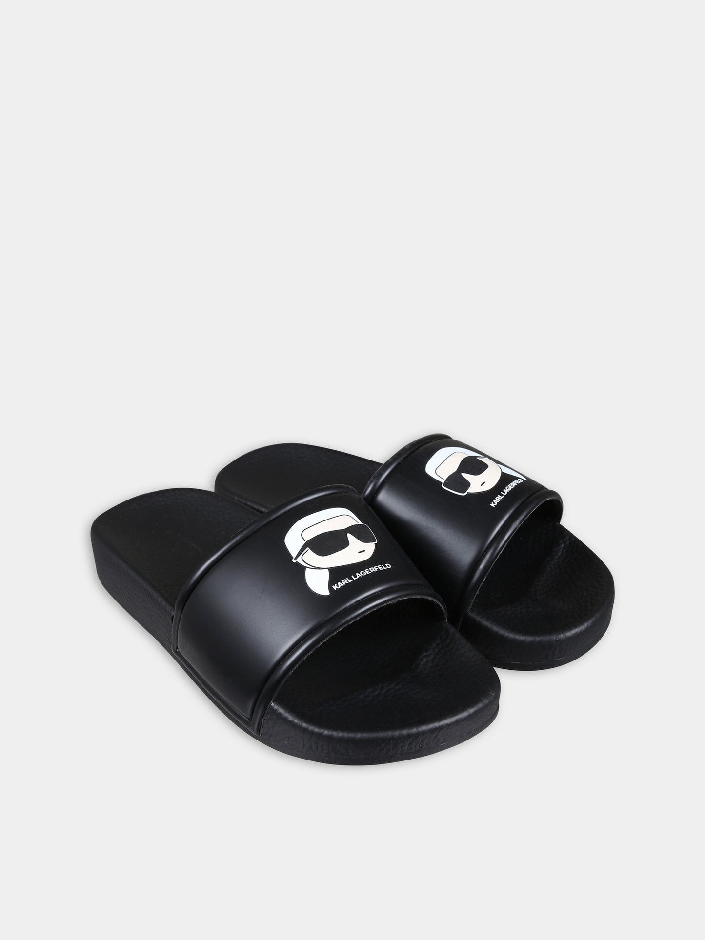 Ciabatte nere per bambino con logo e Karl,Karl Lagerfeld Kids,Z29063 09B