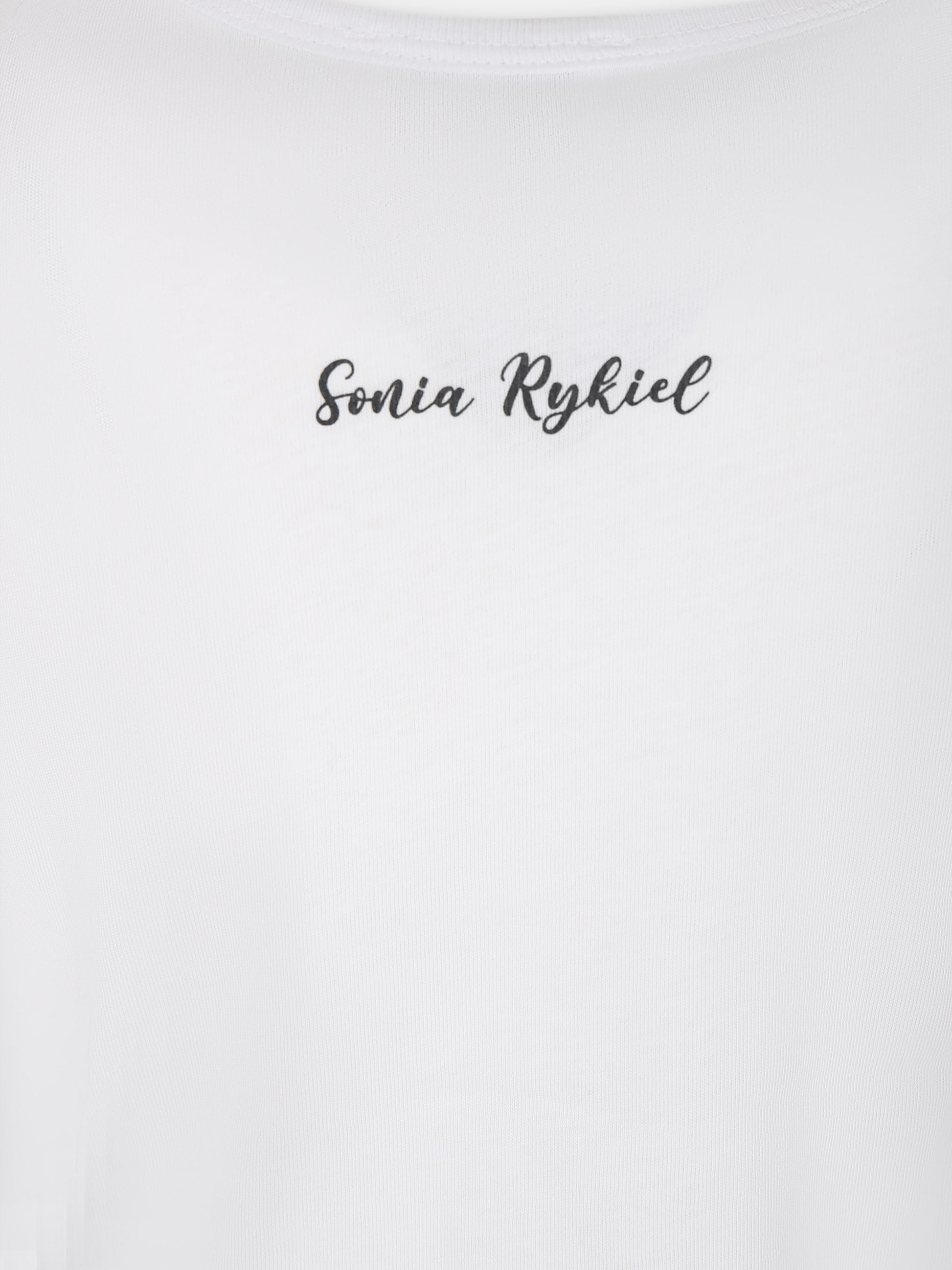 T-shirt bianca per bambina con stampa spiaggia,Sonia Rykiel Paris,A15013 10P