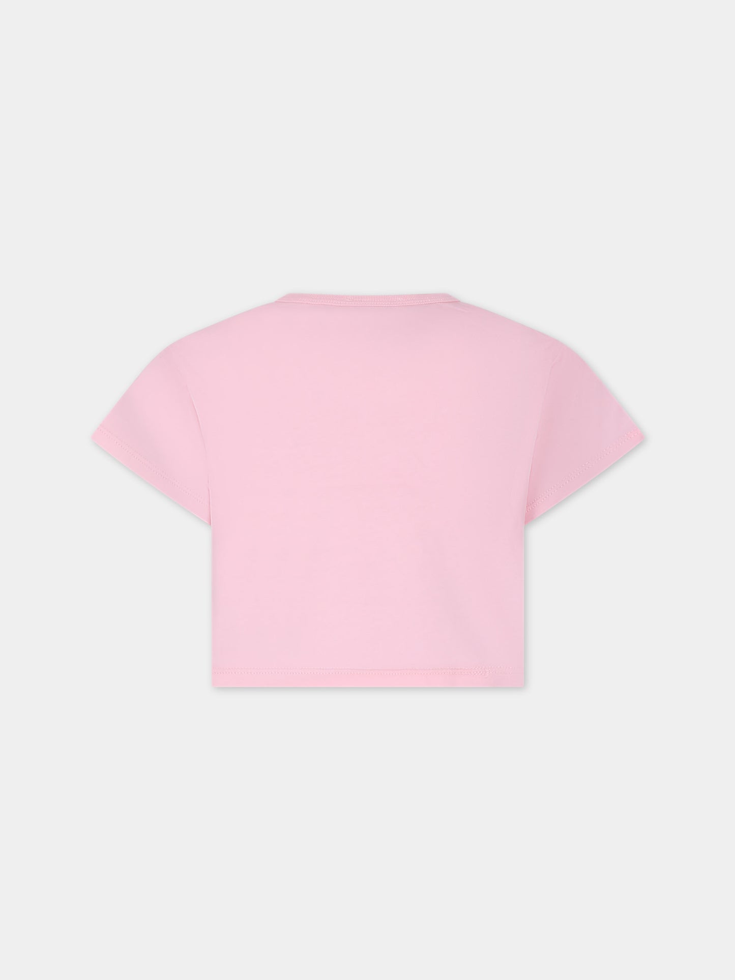 T-shirt crop rosa per bambina con logo e cuore,Sonia Rykiel Paris,A15015 45T