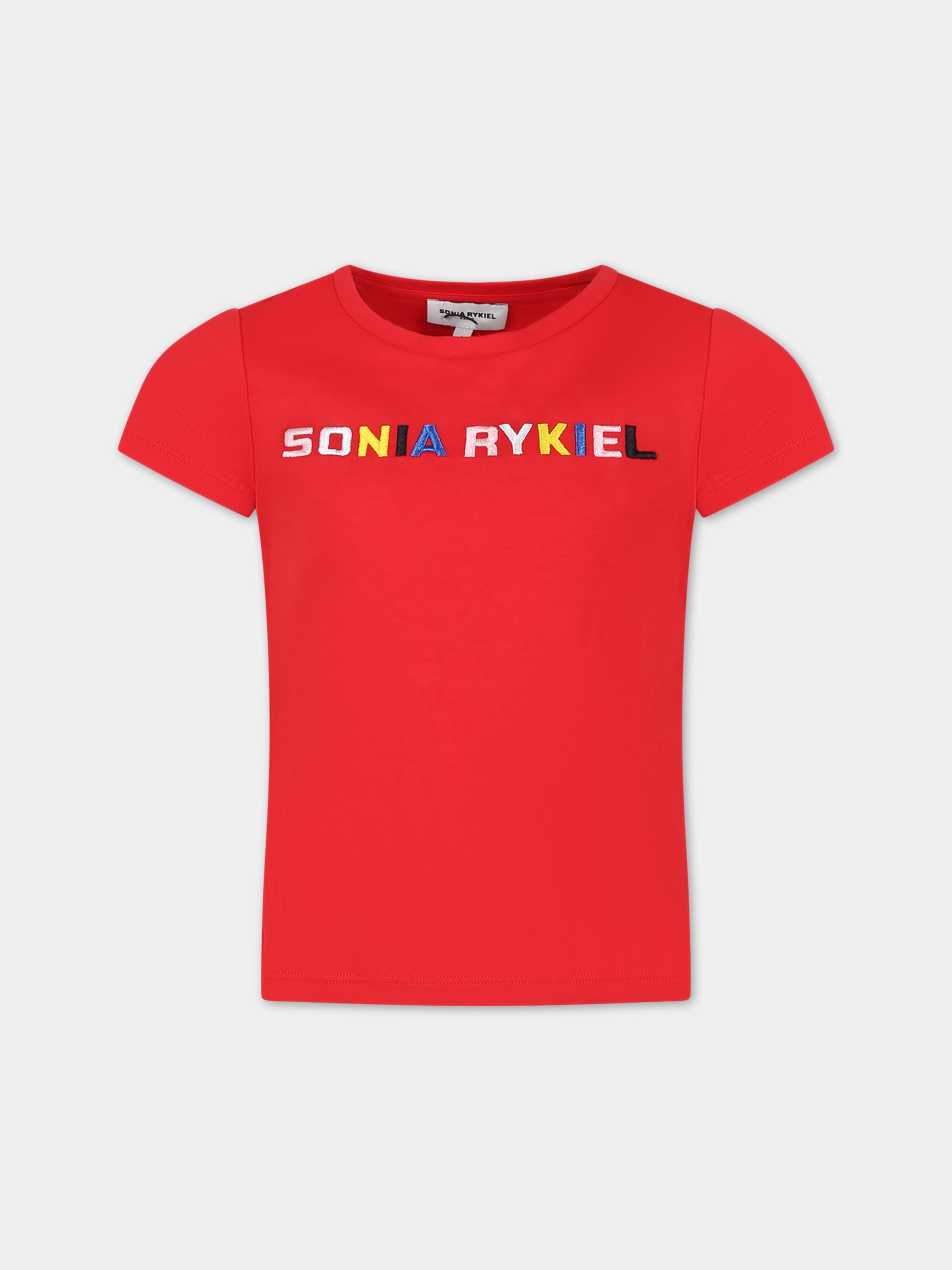 T-shirt rossa per bambina con logo,Sonia Rykiel Paris,A15017 97E