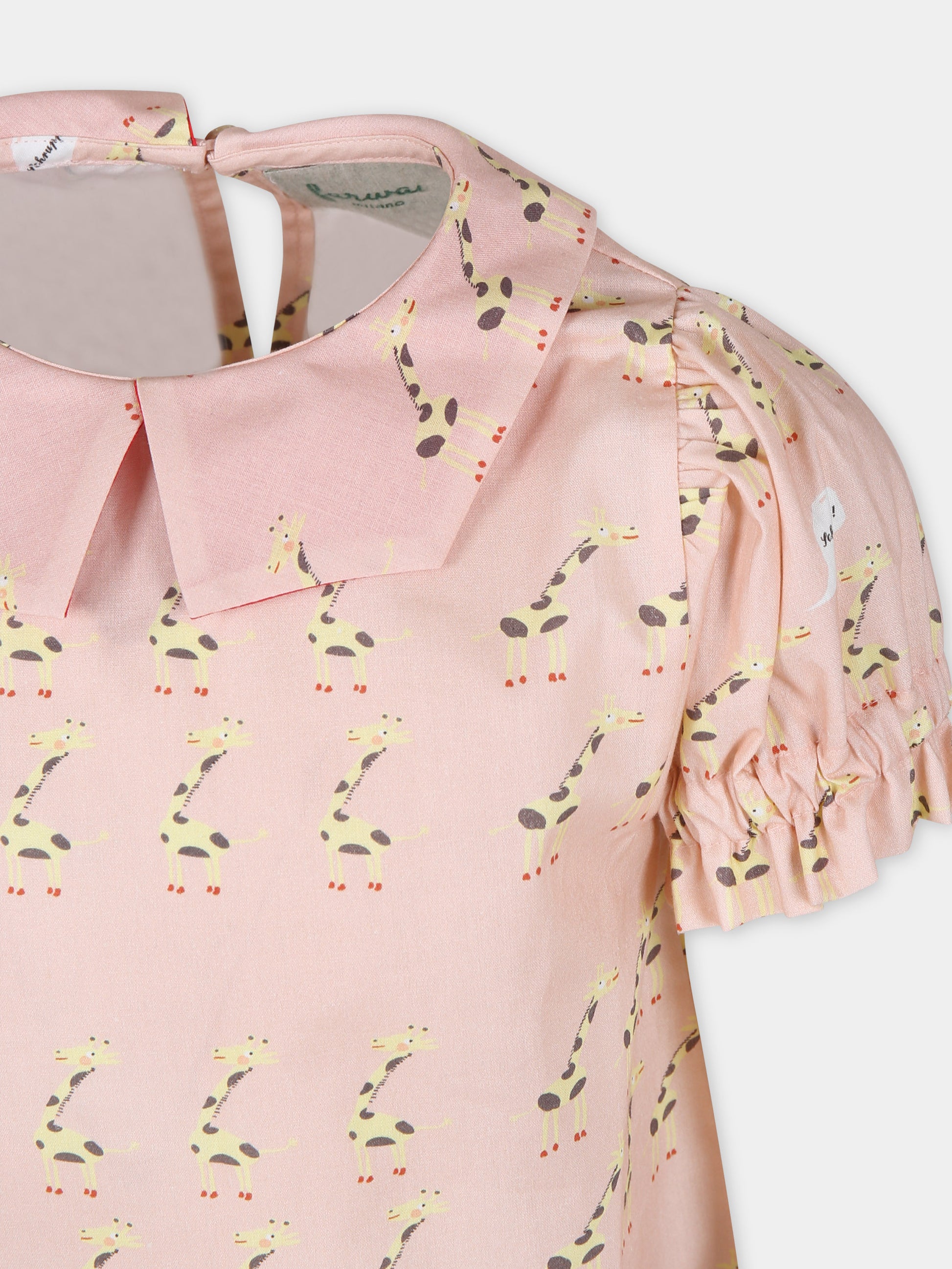 Camicia rosa per bambina con giraffe,Farway Milano,MCA02GRF